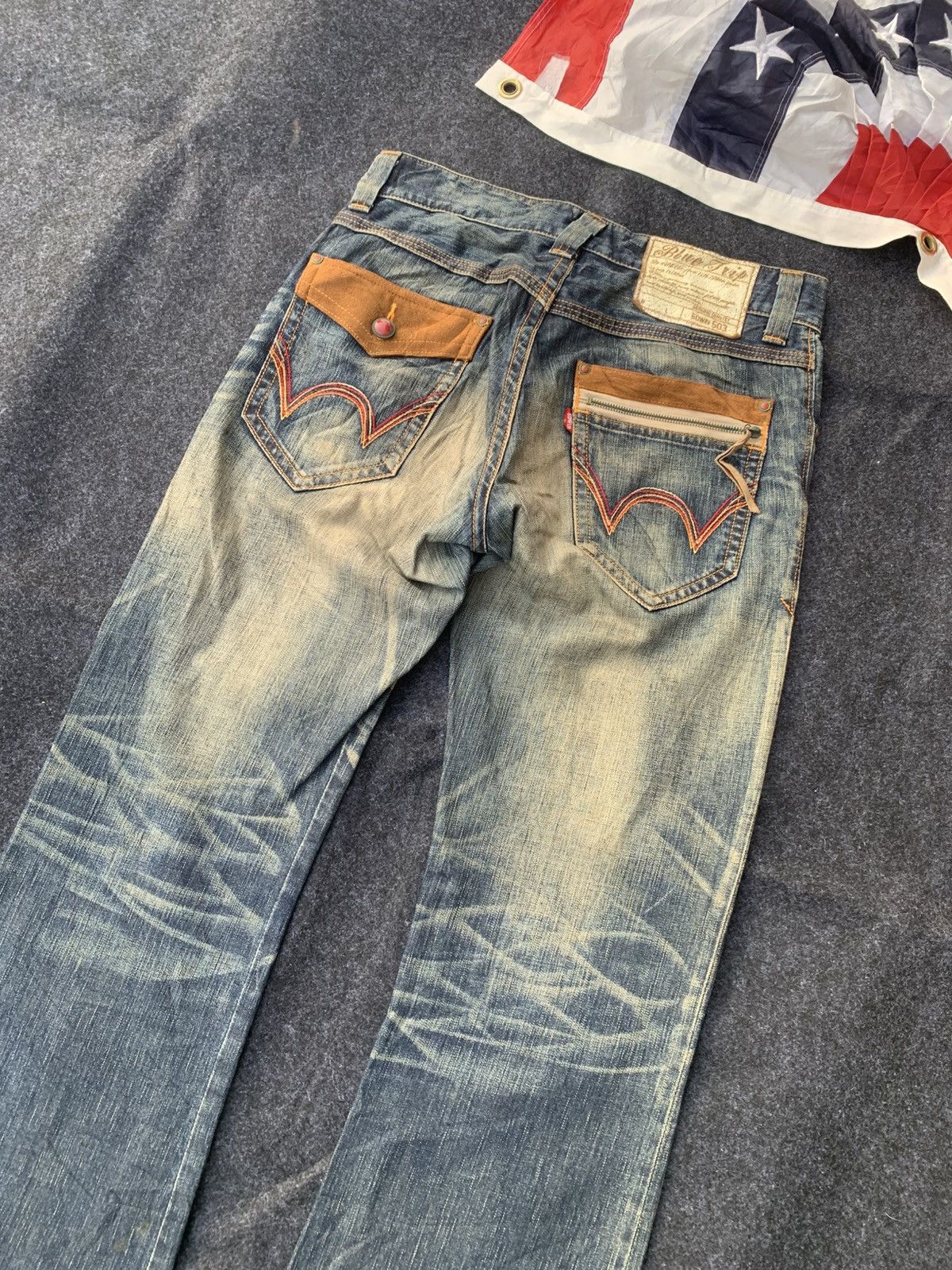 Edwin 👖RARE EDWIN BLUE TRIP – HEAVY WORN & CRAZY PATINA Size US 32 / EU 48 - 3 Thumbnail