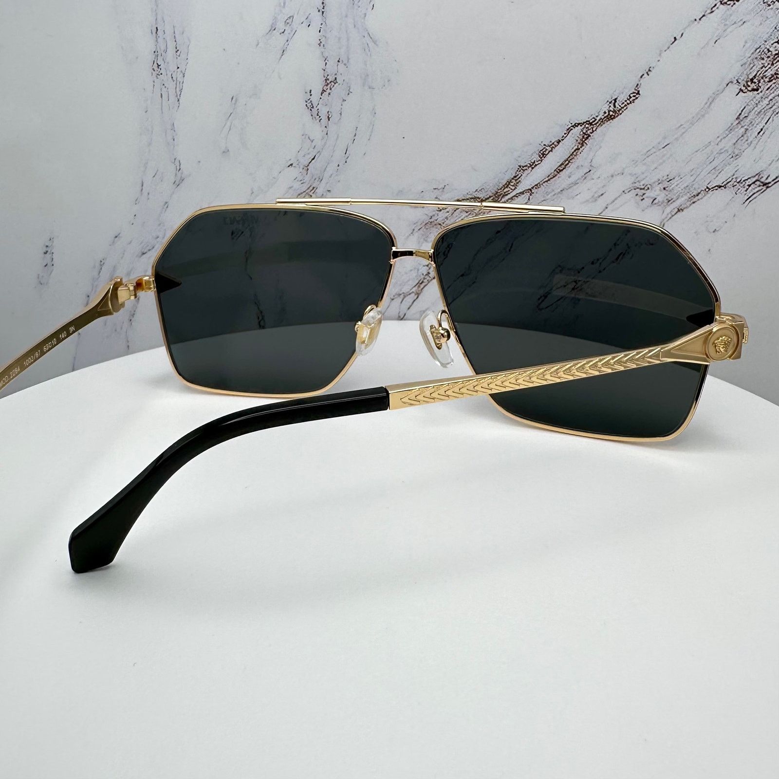 Versace New VERSACE Gold Metal Square Pilot Aviator Sunglasses Size ONE SIZE - 14 Thumbnail