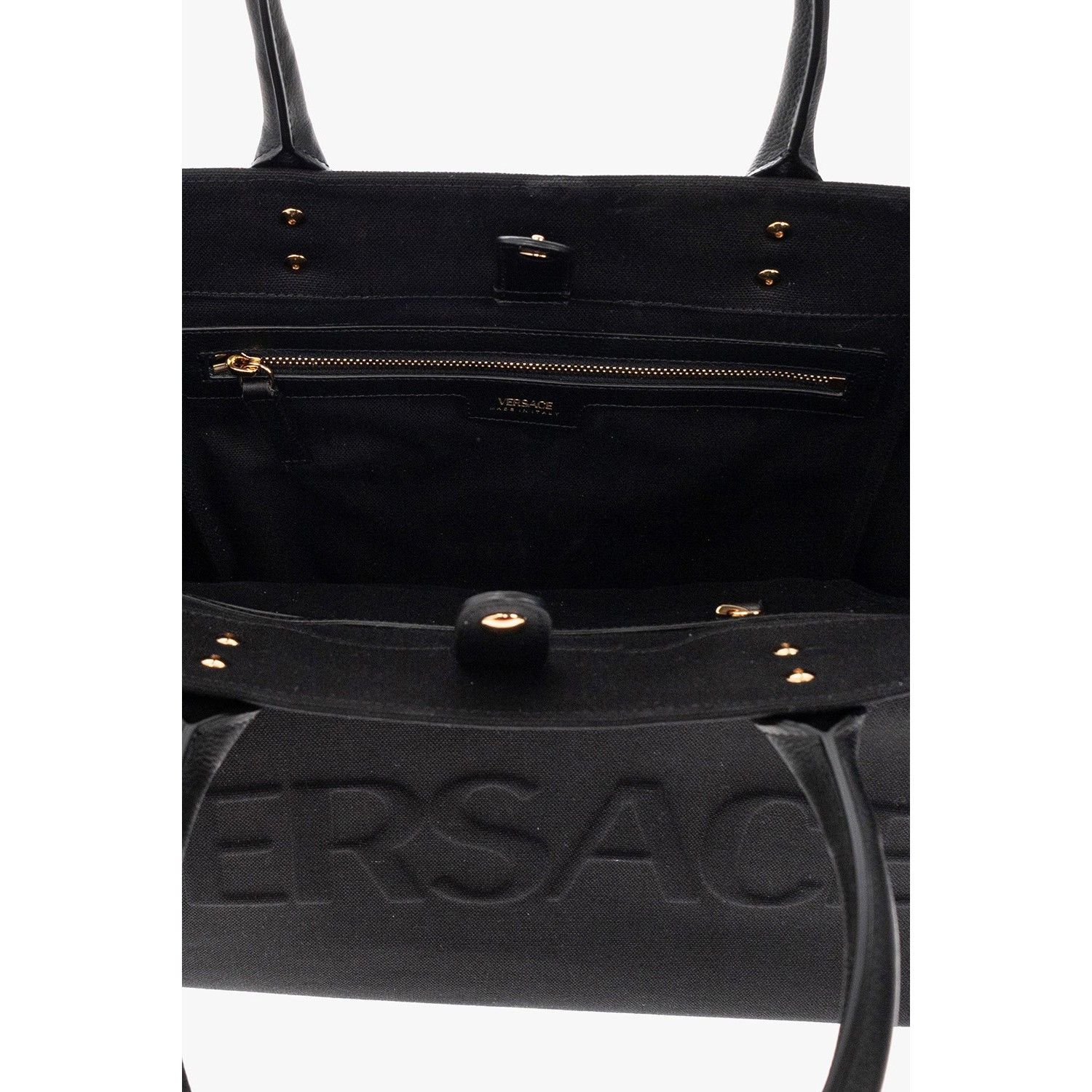 Versace VERSACE Black Canvas Shopper Tote Bag New & Authentic Size ONE SIZE - 4 Thumbnail