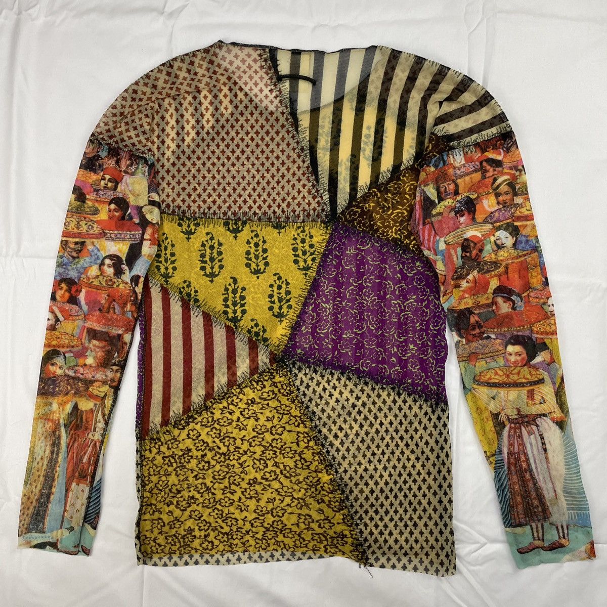Jean Paul Gaultier Jean Paul Gaultier Asian Patchwork Elastic Mesh Top Vintage Size US L / EU 52-54 / 3 - 4 Thumbnail