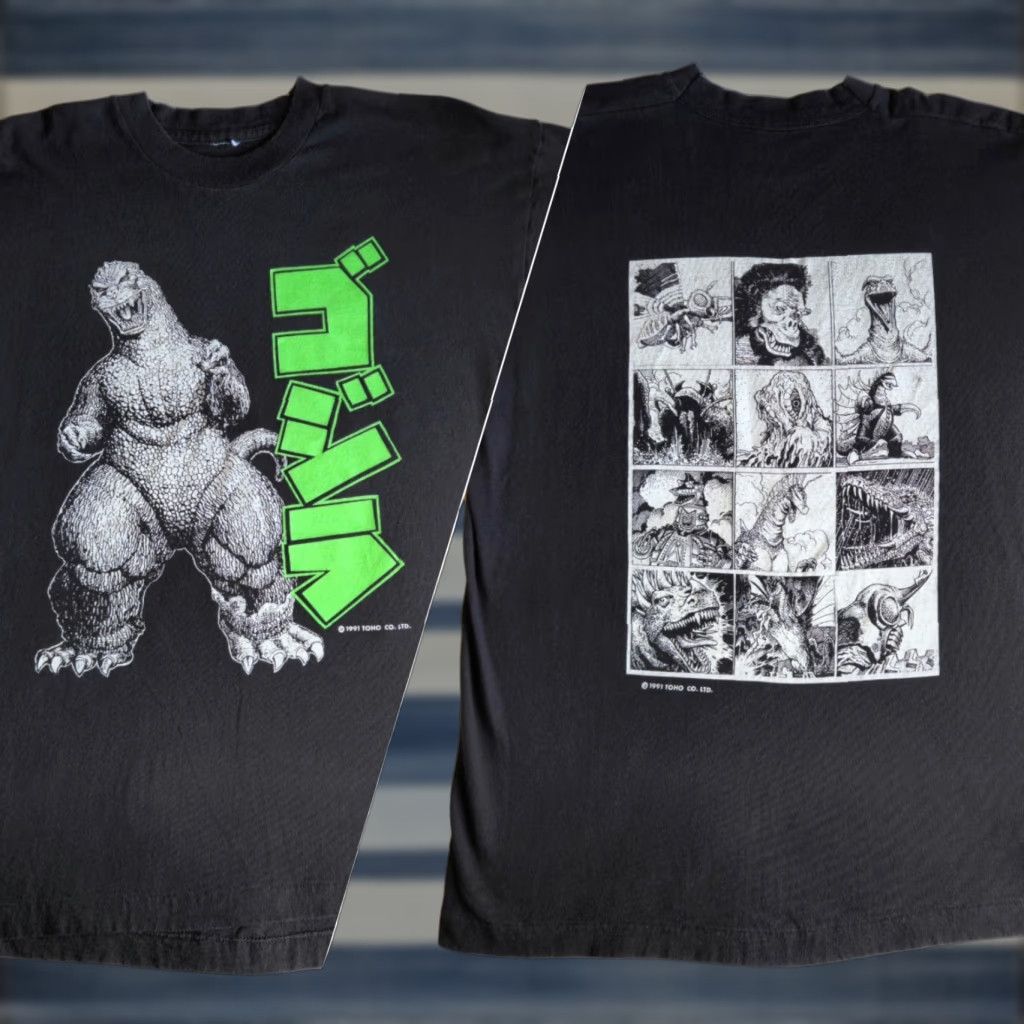 Vintage VINTAGE Godzilla 1991 Toho Comic Manga 90s XL Black Single Stitch Graphic TShirt Rare Tee Men XL Graphic Tee Size US XL / EU 56 / 4 - 1 Thumbnail