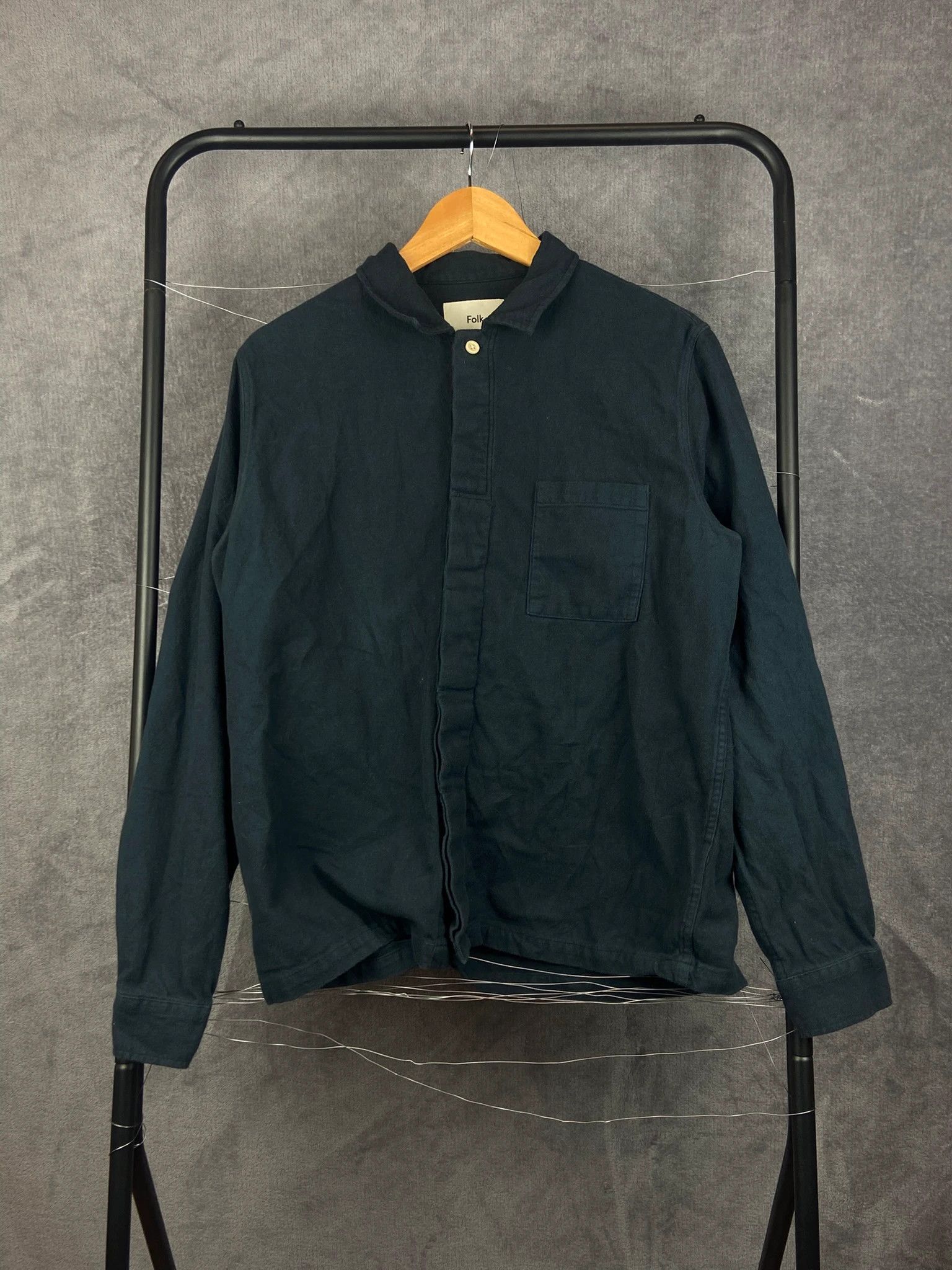 Folk Folk Navy Overshirt Minimalist Pocket Shirt Size M Size US M / EU 48-50 / 2 - 1 Thumbnail