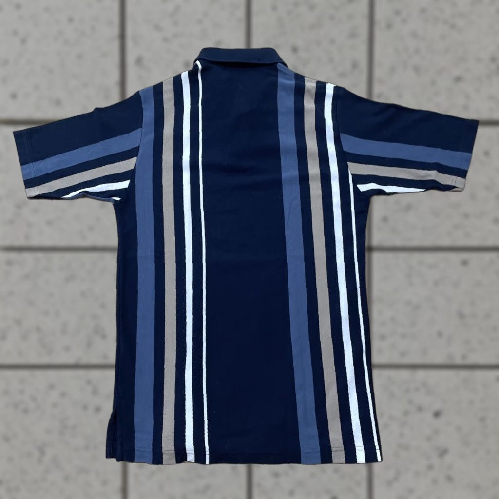 Vintage vtg CROSSOVER Knit Polo Shirt Men M Blue Tan Vertical Stripe Retro 60s 70s Sport Size US M / EU 48-50 / 2 - 1 Thumbnail