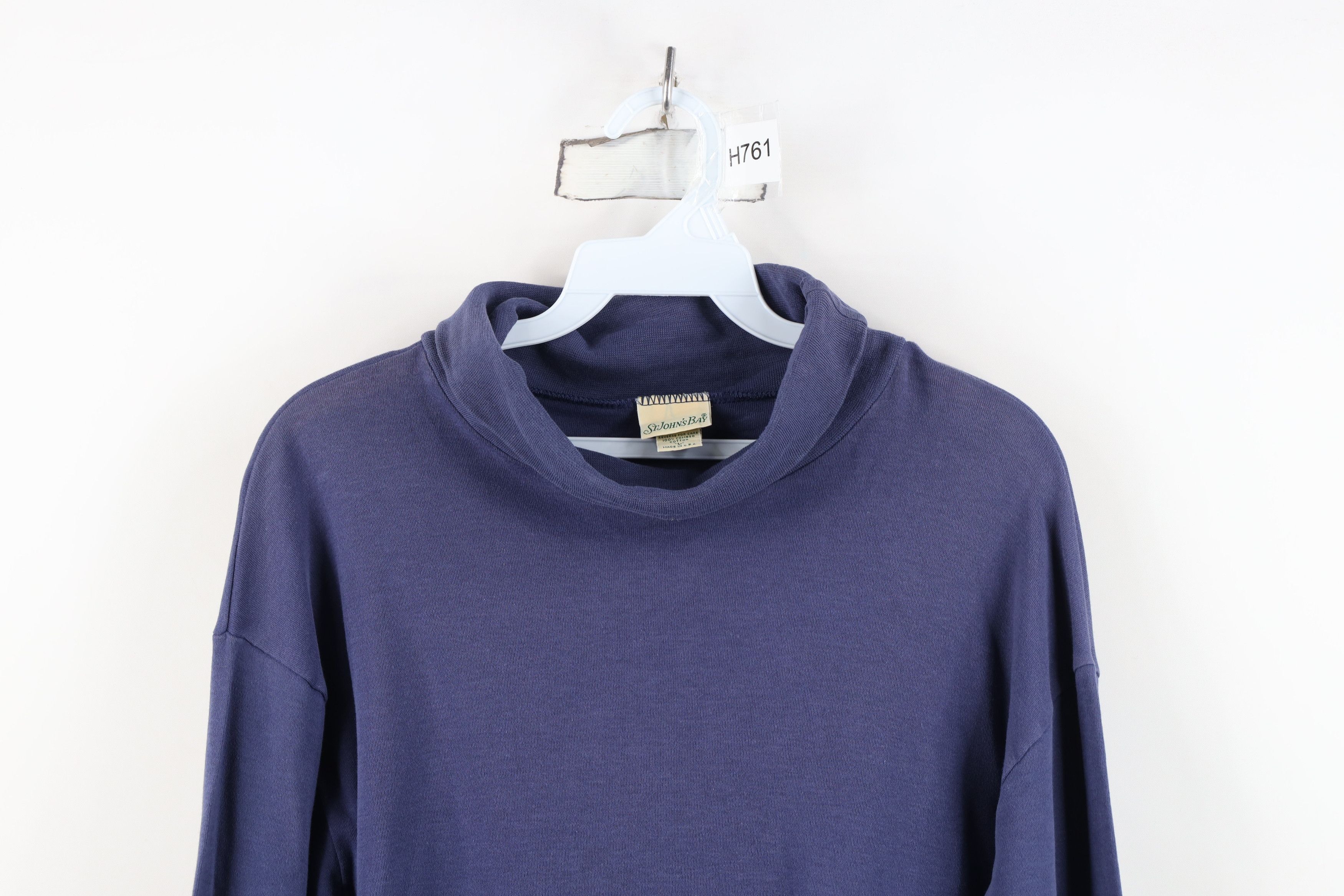 Vintage Vintage 90s Streetwear Turtleneck T-Shirt Blue Cotton USA Size US L / EU 52-54 / 3 - 2 Thumbnail