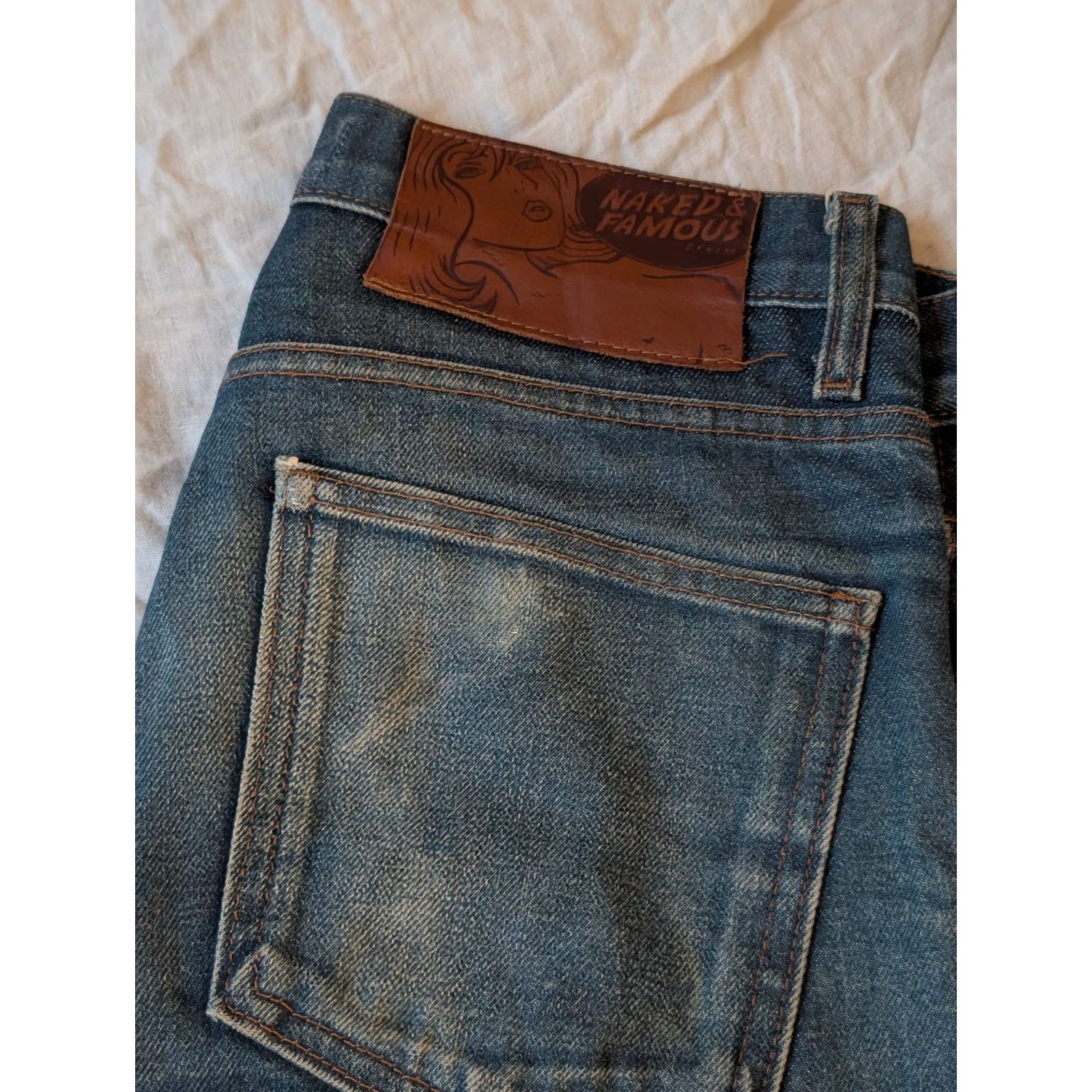 Naked & Famous Super Skinny Guy (shorts) - Natural Indigo Selvedge (29) Size US 29 - 1 Thumbnail