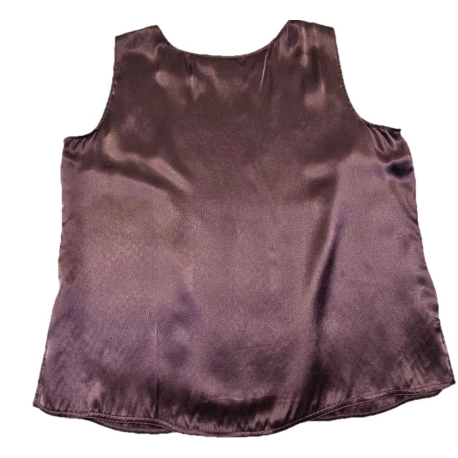 Vintage VINTAGE? No. 100% Silk Sleeveless Blouse Womens 12P Petite Mauve Shell Top Minimalist Classic Size XL / US 12-14 / IT 48-50 - 7 Thumbnail