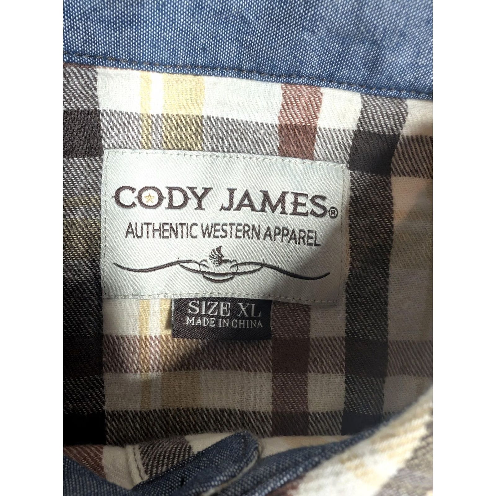Cody James Cody James Shirt Mens XL Beige Plaid Flannel Long Sleeve Snap Front Western Size US XL / EU 56 / 4 - 5 Thumbnail