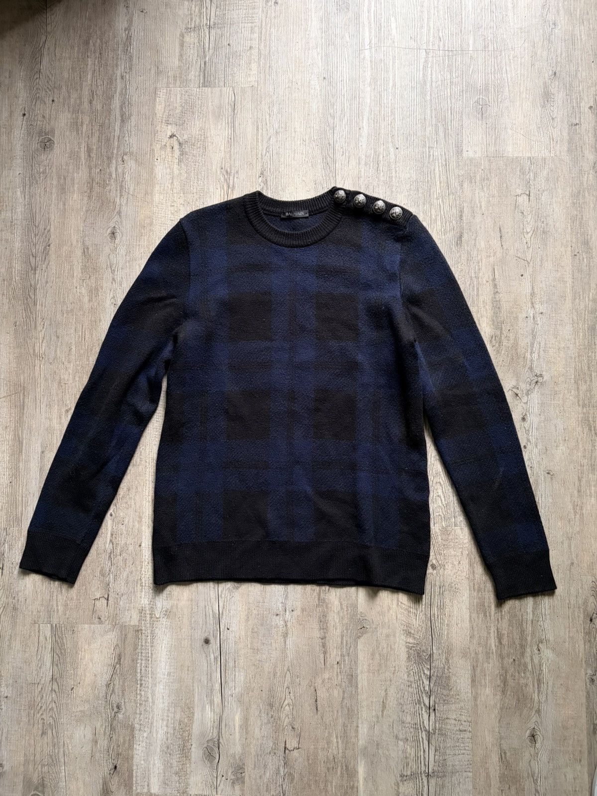 Balmain Balmain checkered Sweater W/ Silver Buttons Size US M / EU 48-50 / 2 - 1 Thumbnail