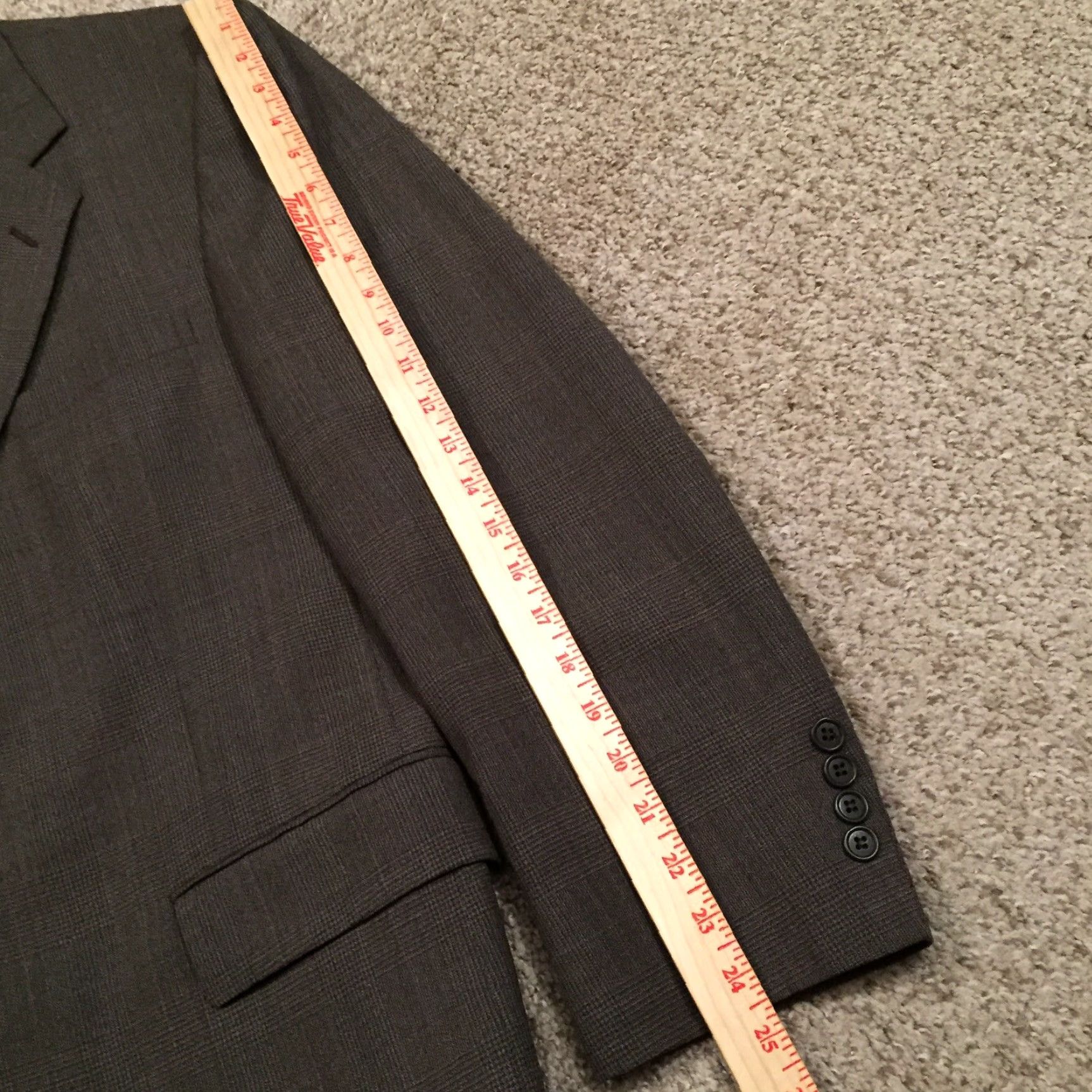 Stafford Stafford Blazer Mens Size 44 Gray Plaid Two Button Single Vented Worsted Wool Jacket Coat Men Notch Lapel 2 Piece Regular Built In 44 Chest Size 44R - 3 Thumbnail
