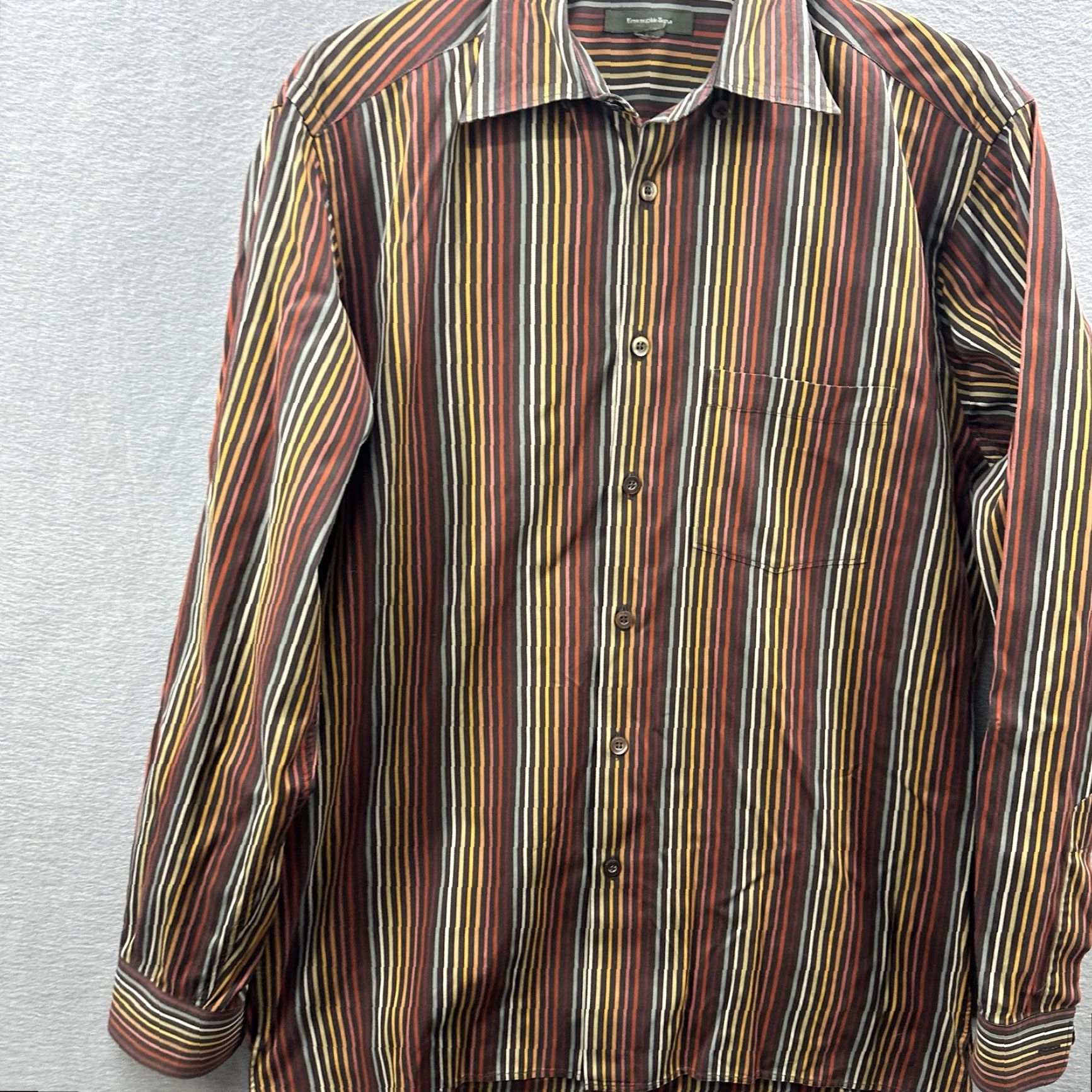 Ermenegildo Zegna Ermenegildo Zegna Dress Shirt Mens XL Striped Cotton Preppy Hipster Red Modern Classic Shirt Mens XL Stripe Cotton Zegna Size 46R - 3 Thumbnail