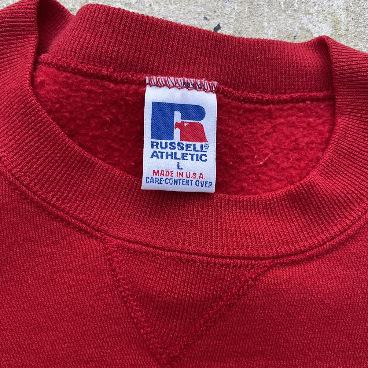 Russell Athletic Vintage 90s RUSSEL MADE IN USA Red Blank Crewneck Sweatshirt Size US L / EU 52-54 / 3 - 3 Thumbnail