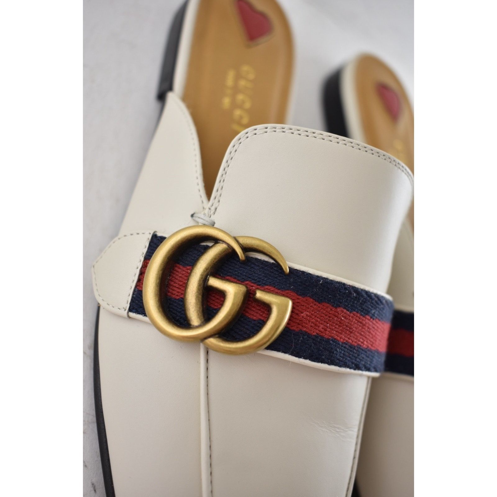 Gucci White Gold GG Slide Loafer Mule Slipper Backless Flats 36.5 Size US 6.5 / IT 36.5 - 9 Thumbnail