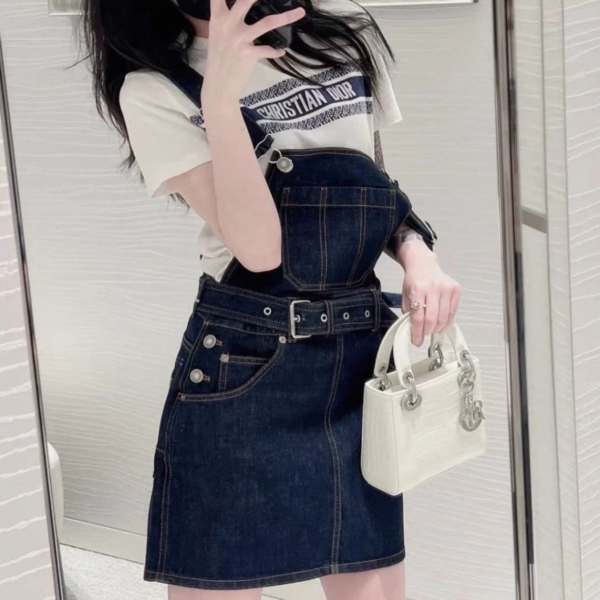 Christian Dior Monsieur Dior mar457 Bee Denim Overall Dress 34 Size XS / US 0-2 / IT 36-38 - 7 Thumbnail