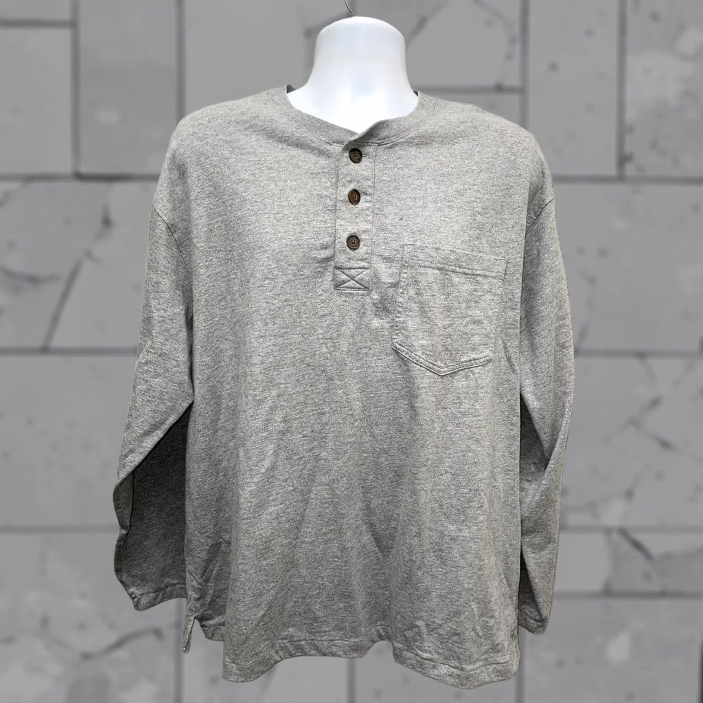 Duluth Trading Company Duluth Trading Co Relaxed Fit Longtail T Grey Henley Long Sleeve Pocket Tee Mens L Gray Pocket Tee Shirt Mens Size US L / EU 52-54 / 3 - 1 Thumbnail