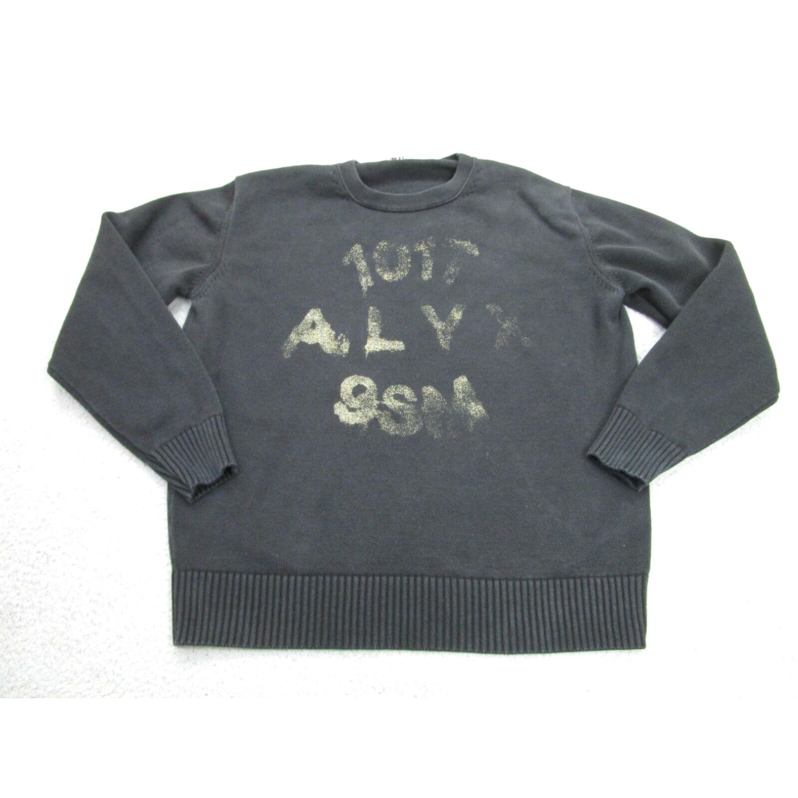 image of 1017 Alyx 9Sm Sweater Mens Small Black Mathew Williams Grunge Distress Fade in White