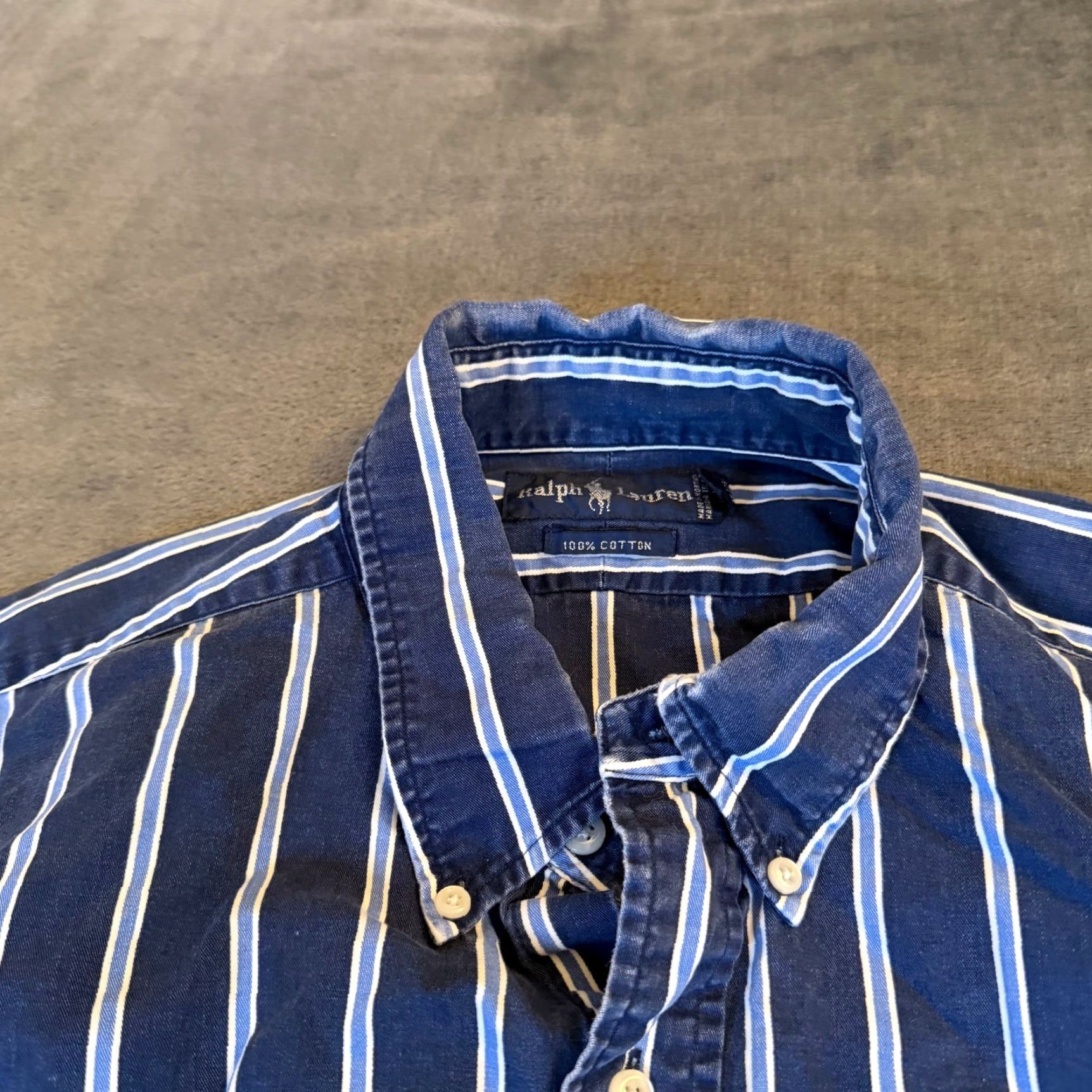 Ralph Lauren VINTAGE? No. Ralph Lauren Striped Button Down Shirt Blue White Long Sleeve Mens XL Regular Size US XL / EU 56 / 4 - 4 Thumbnail