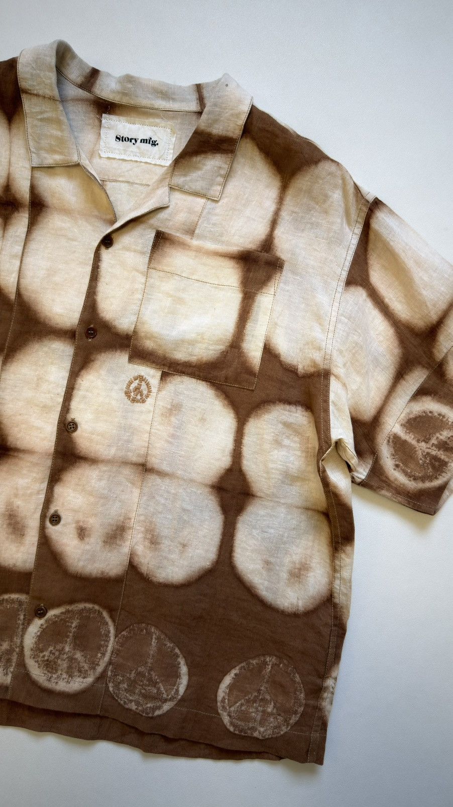 Story Mfg. Brown/Cream ‘Peace Tie Dye’ Shirt Size US XL / EU 56 / 4 - 7 Thumbnail