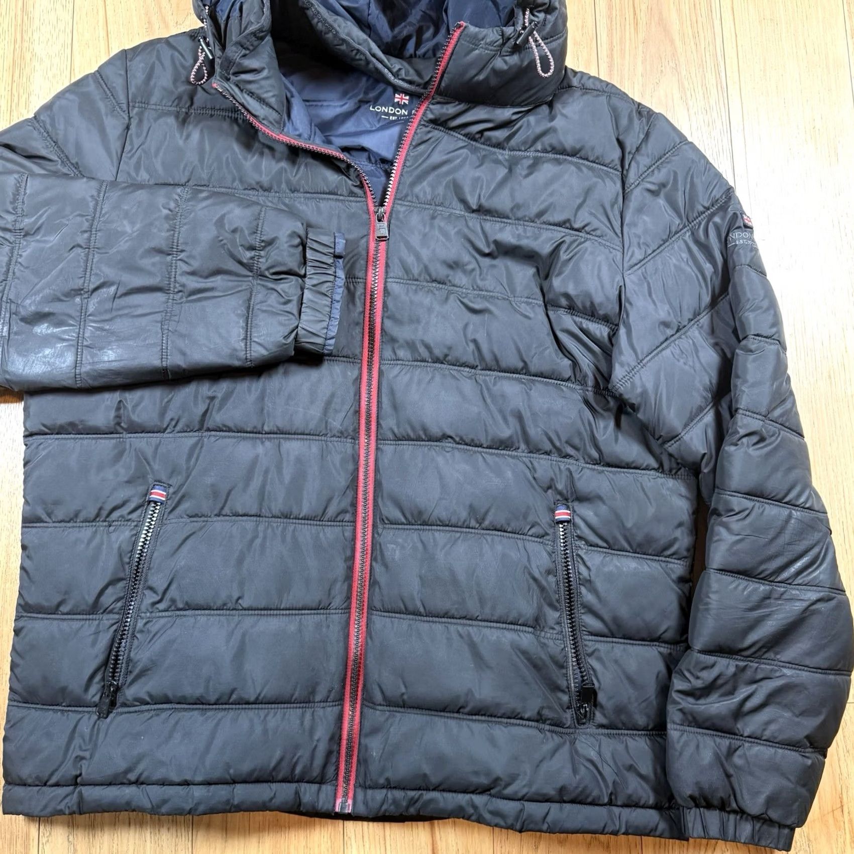 London Fog London Fog Puffer Jacket Mens Large Black Hood Water Resistant Lightweight Full Zip Size US L / EU 52-54 / 3 - 3 Thumbnail