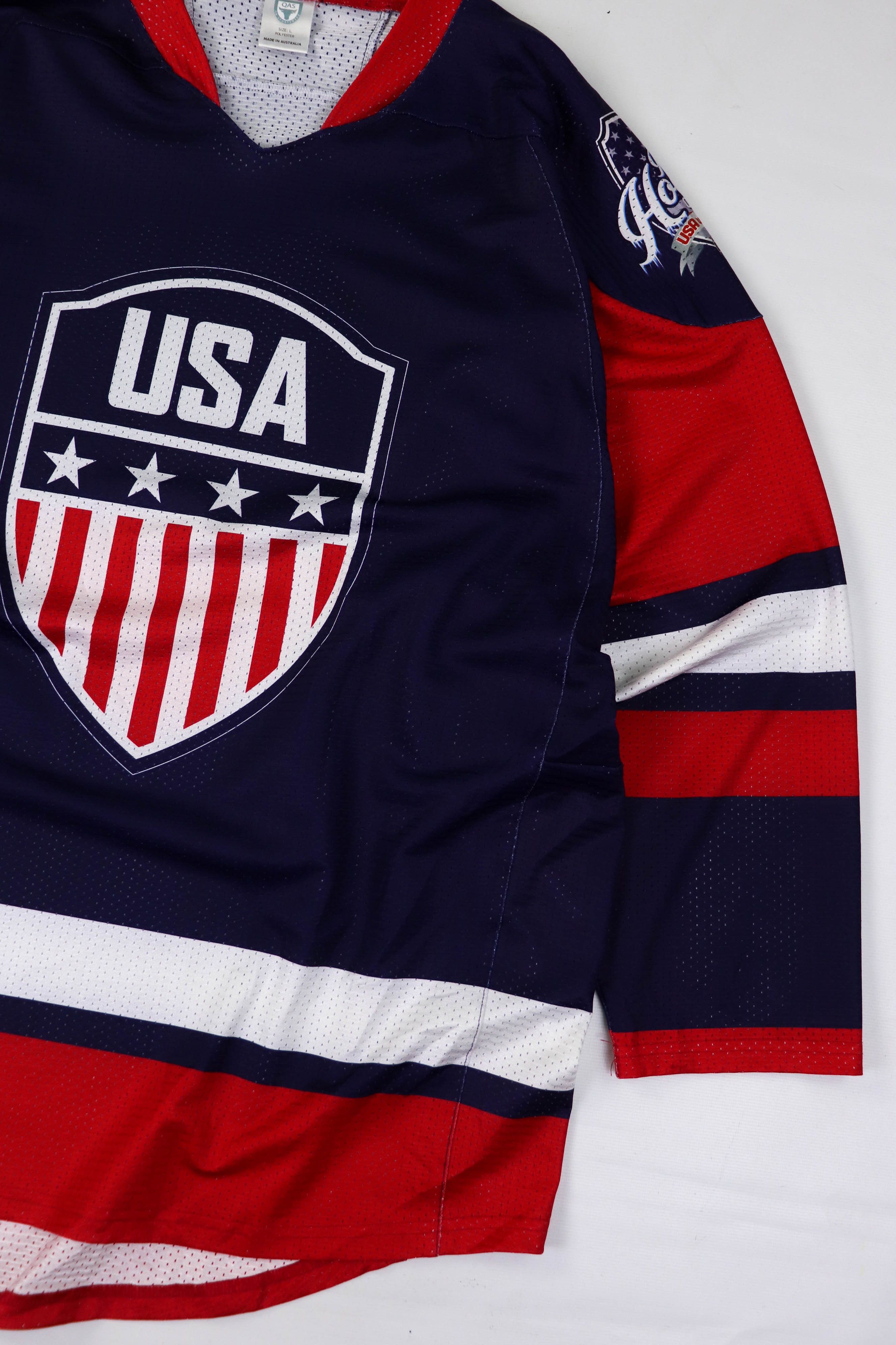 USA Olympics 2015 USA vs Canada Ice Hockey Oversized Baggy Mesh Jersey Size US L / EU 52-54 / 3 - 5 Thumbnail