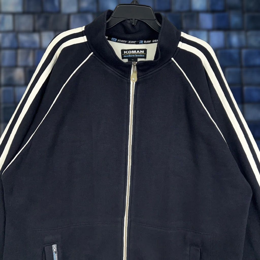 Vintage VINTAGE Koman Jacket Mens XL Black White Full Zip Track Striped Athletic Hip Hop Shirt Size US XL / EU 56 / 4 - 1 Thumbnail