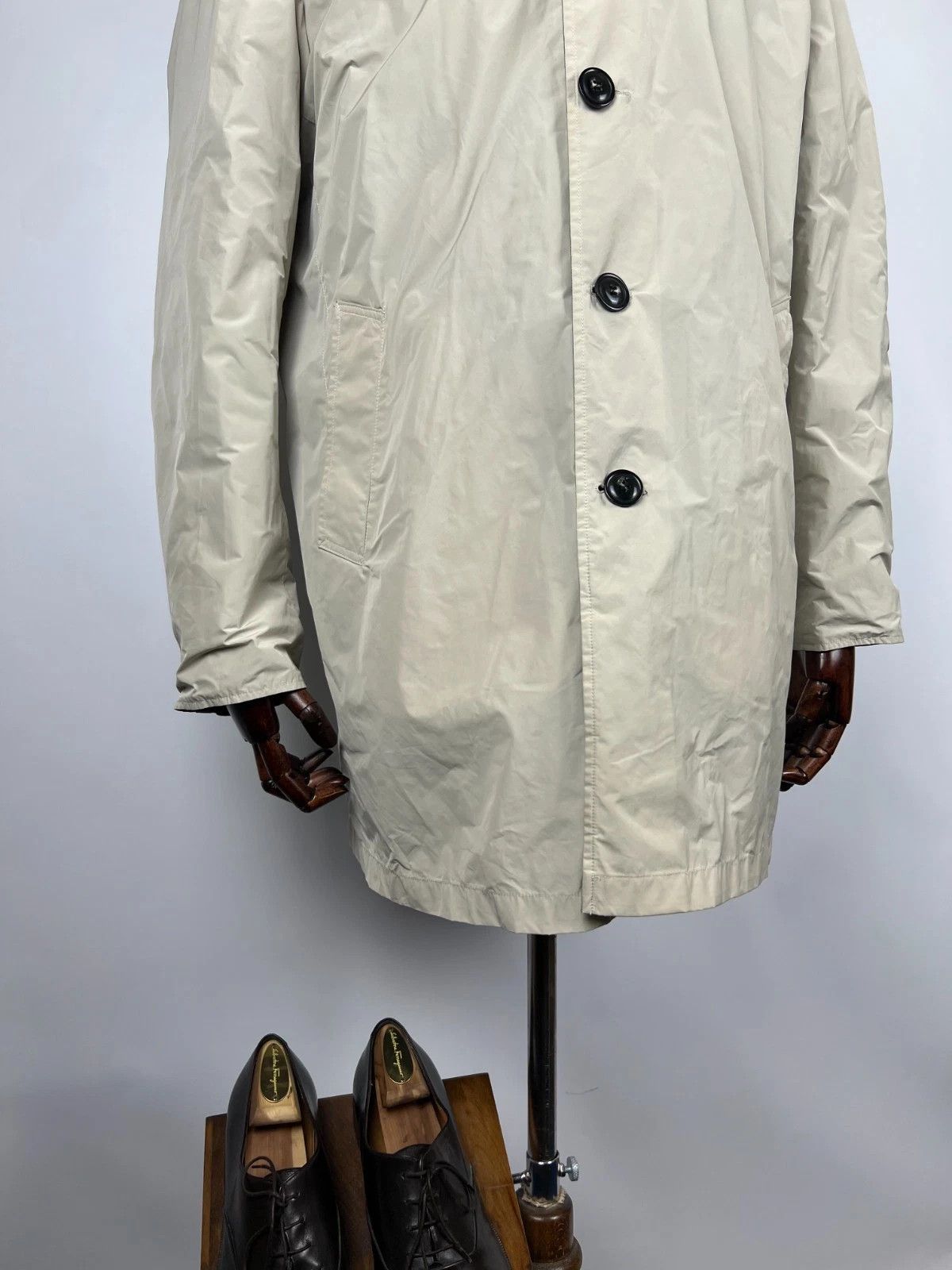 Boggi Boggi Milano Grey Wool Ivory Nylon Overcoat Reversible Coat Size US L / EU 52-54 / 3 - 3 Thumbnail