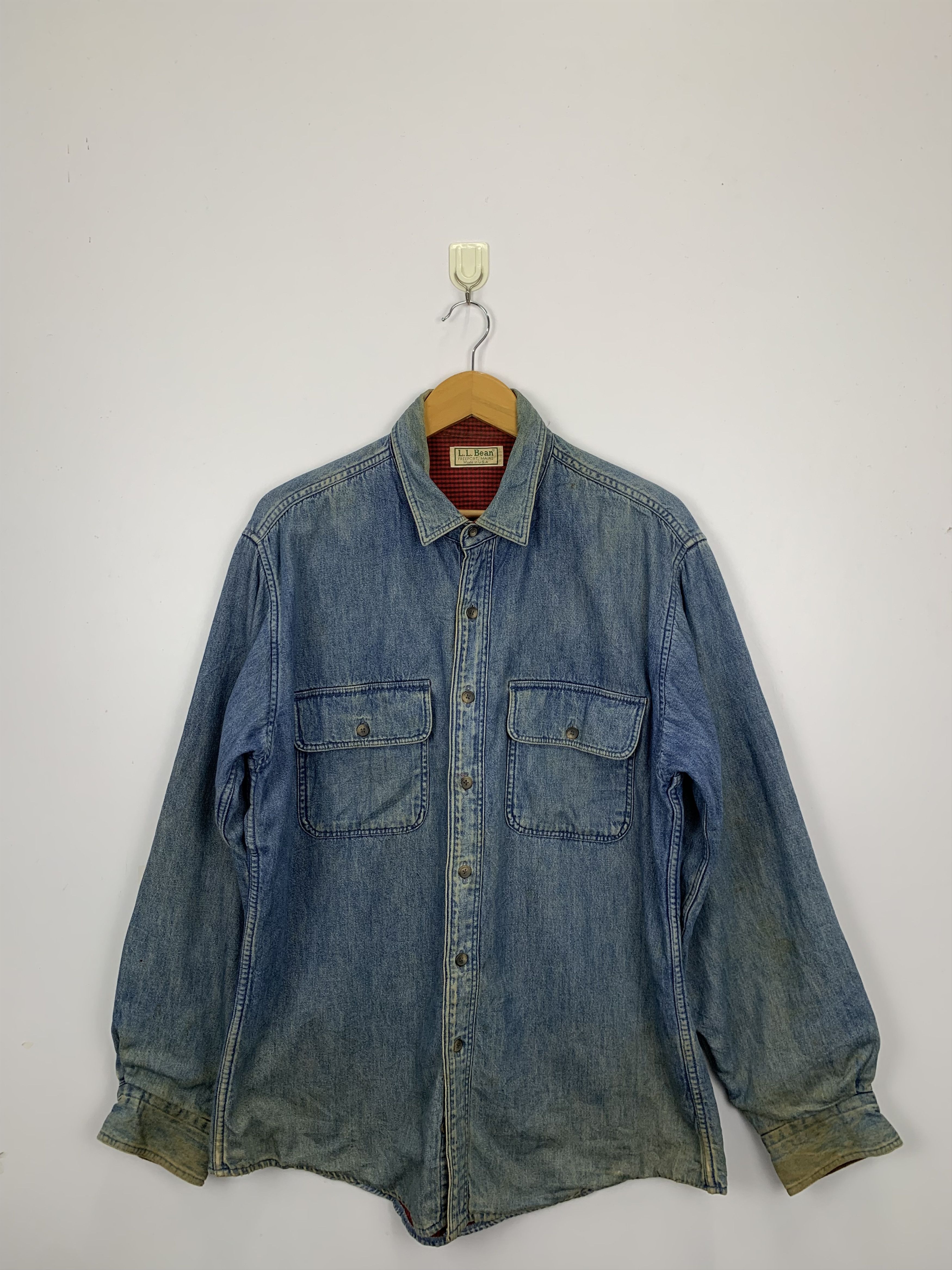 L.L. Bean Vintage 90s L.L. Bean Denim Trucker Jacket Made In USA J0786 Size US L / EU 52-54 / 3 - 1 Thumbnail