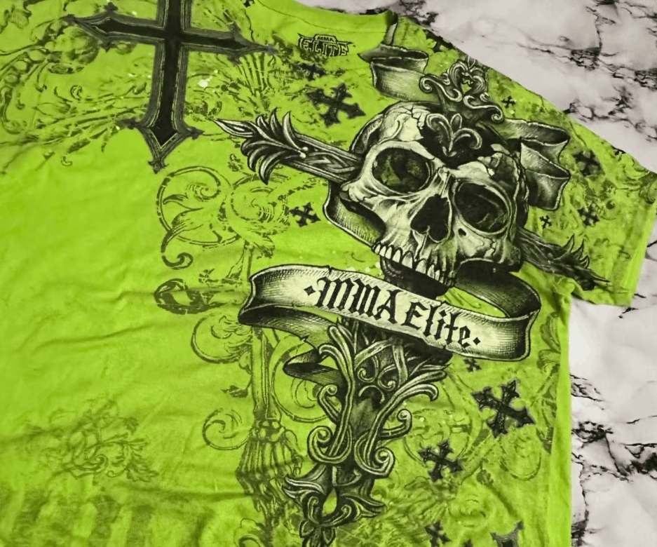 Japanese Brand 1 Cross Skull Print Green Y2K T Shirt Size US XL / EU 56 / 4 - 9 Thumbnail