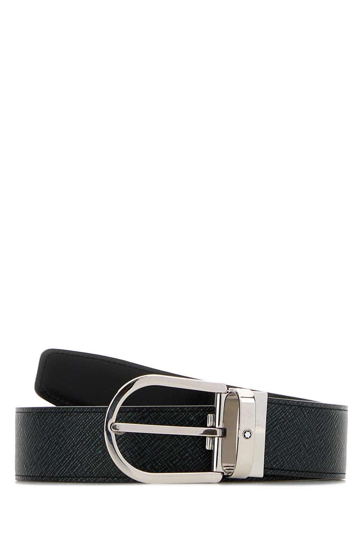 Montblanc Melange Blue Leather Reversible Belt Size ONE SIZE - 1 Thumbnail