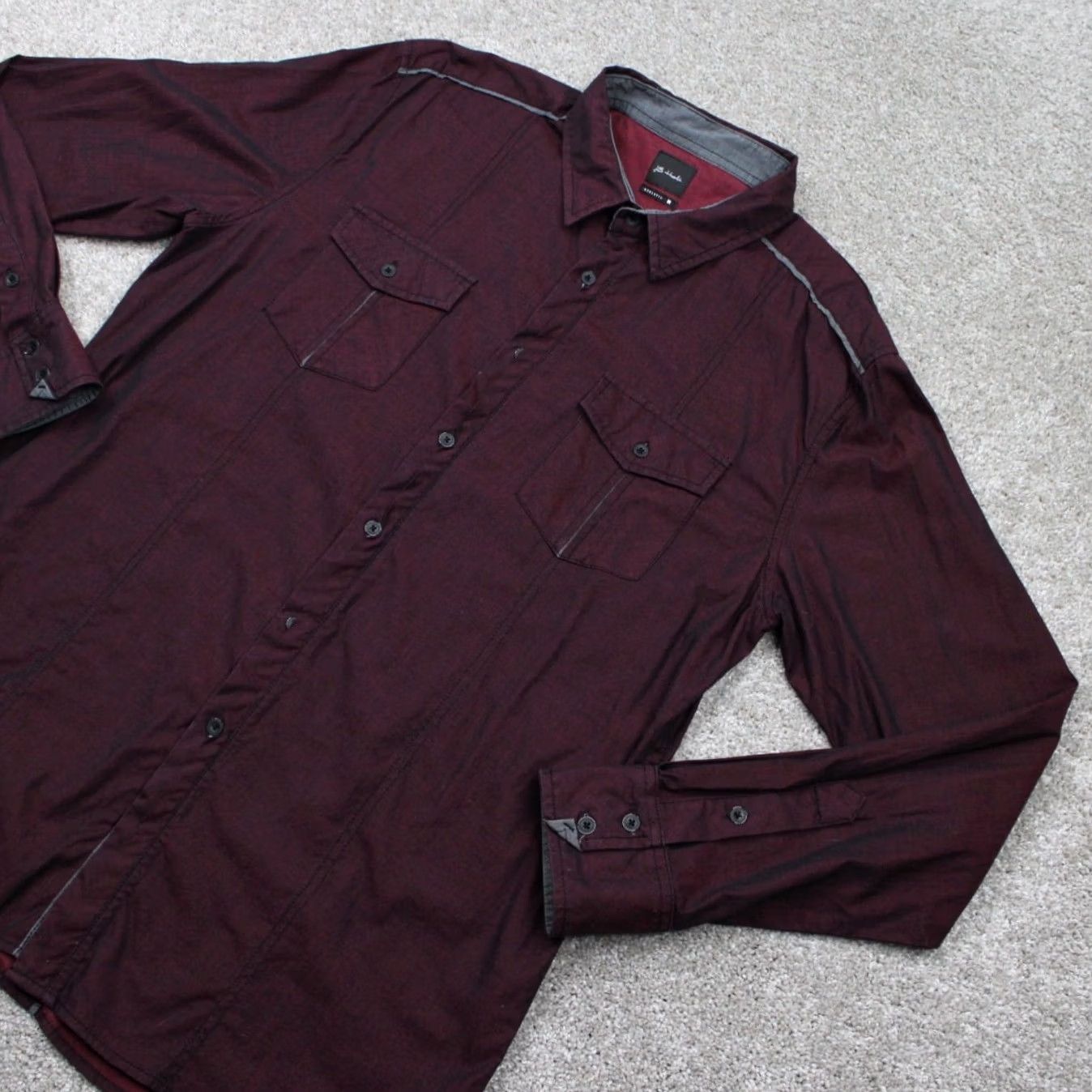 Vintage J.B. Holt Athletic Fit Shirt Mens Large Red Cotton Stretch Long Sleeve Button Up Size US L / EU 52-54 / 3 - 4 Thumbnail