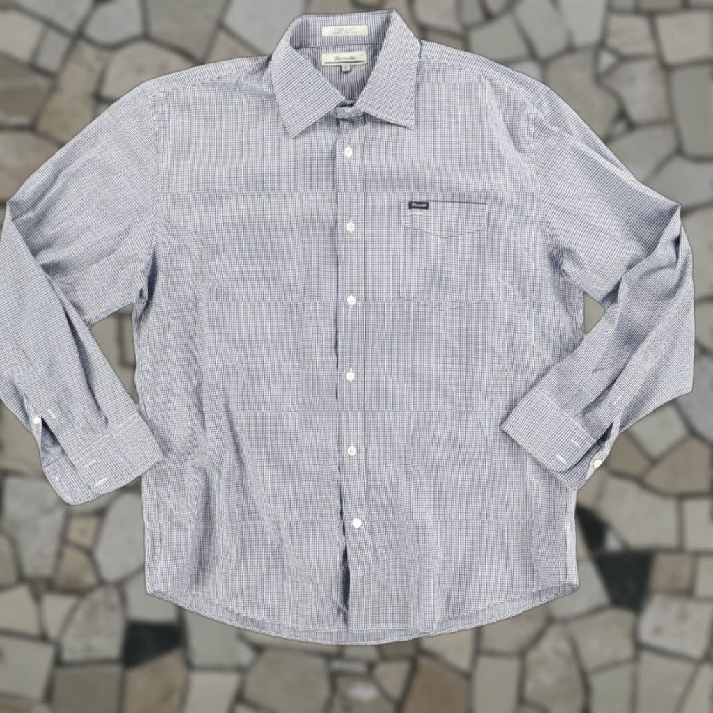 Faconnable VINTAGE Faconnable Diamond Check Long Sleeve Button Up Shirt Gray Men's XL Size US XL / EU 56 / 4 - 1 Thumbnail