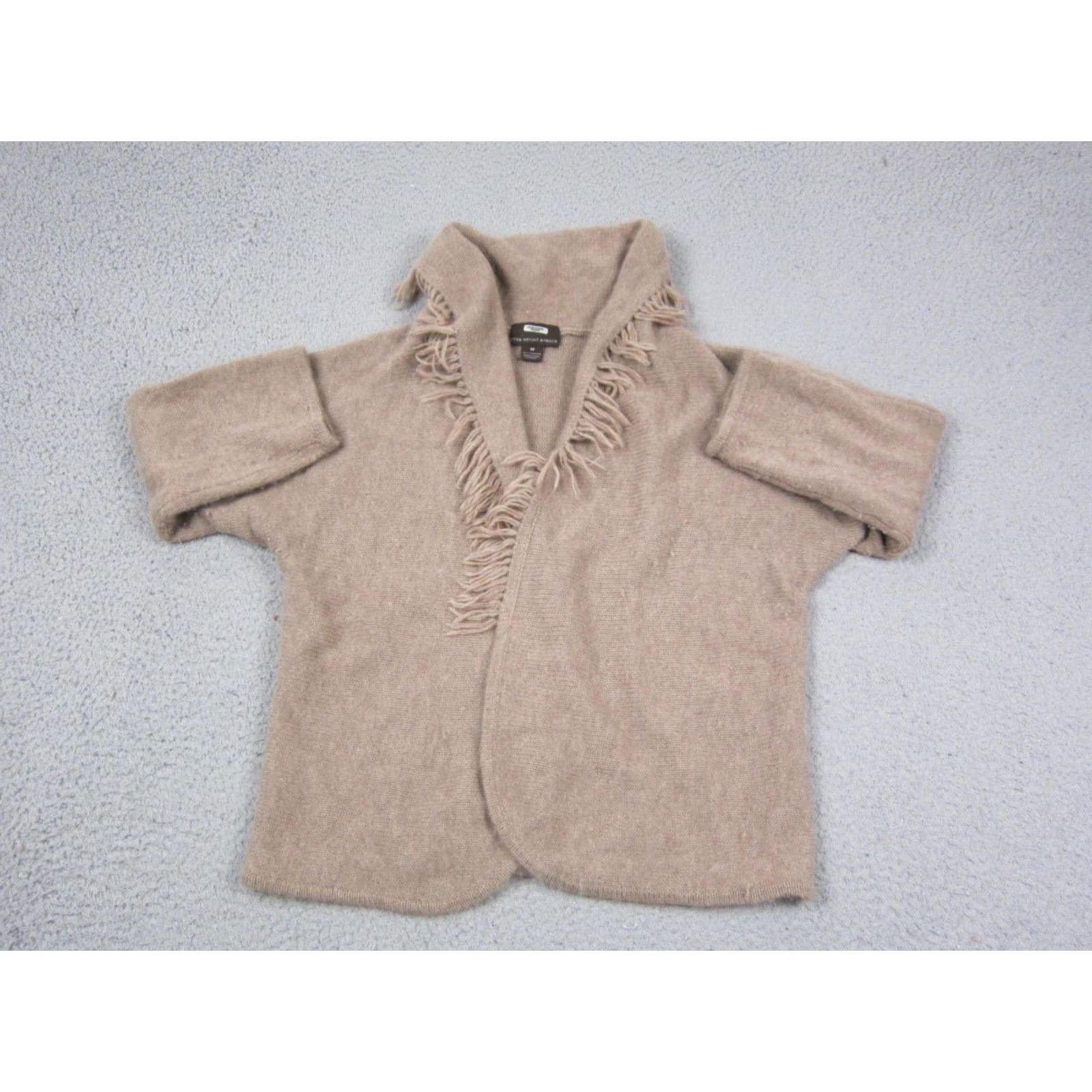 Vintage Fenn Wright Manson Cardigan Womens M Brown 100% Cashmere Open Fringe Knit Long Sleeve Classic Style 90s City Vintage: No Womens Size M / US 6-8 / IT 42-44 - 2 Thumbnail