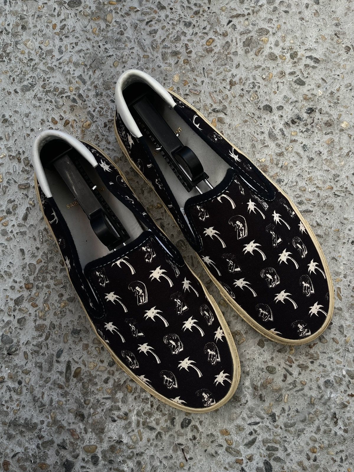 Saint Laurent Paris Surf & Palm Print Slip-On Sneakers in Canvas Size US 8 / EU 41 - 3 Thumbnail
