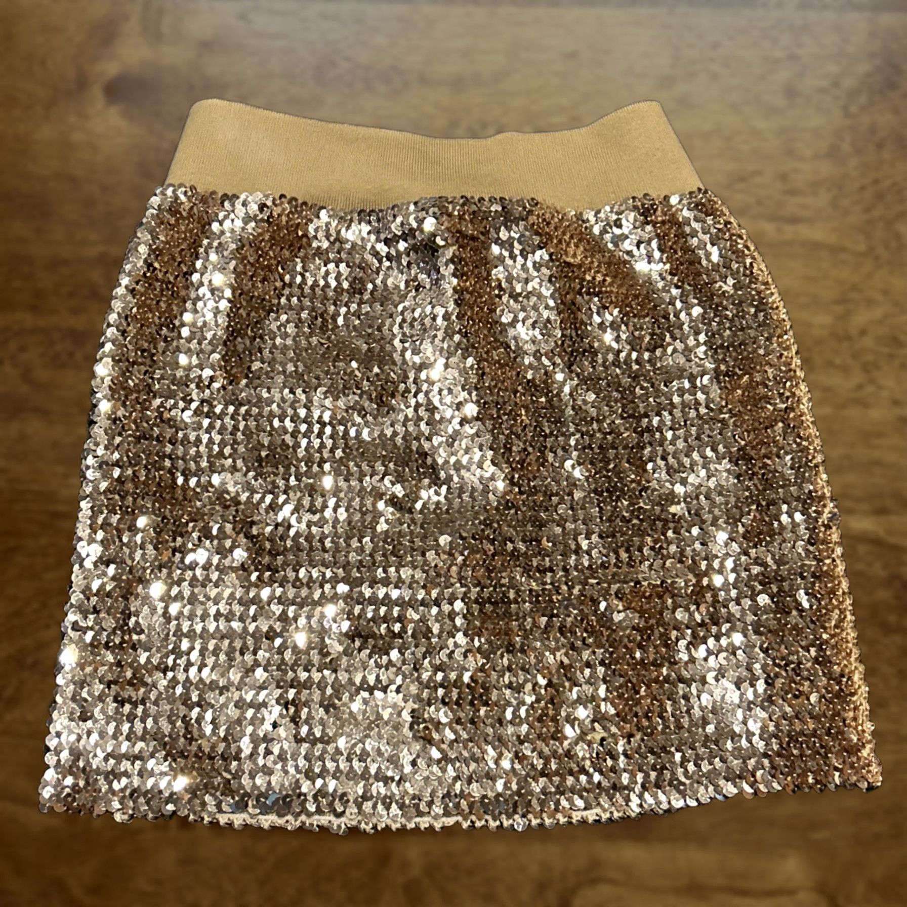 Vintage Lily White Gold Sequin Mini Skirt S Women Skirt High Rise Party Glitter Gold 16" 22" Waist A27 Short Size 28" / US 6 / IT 42 - 1 Thumbnail