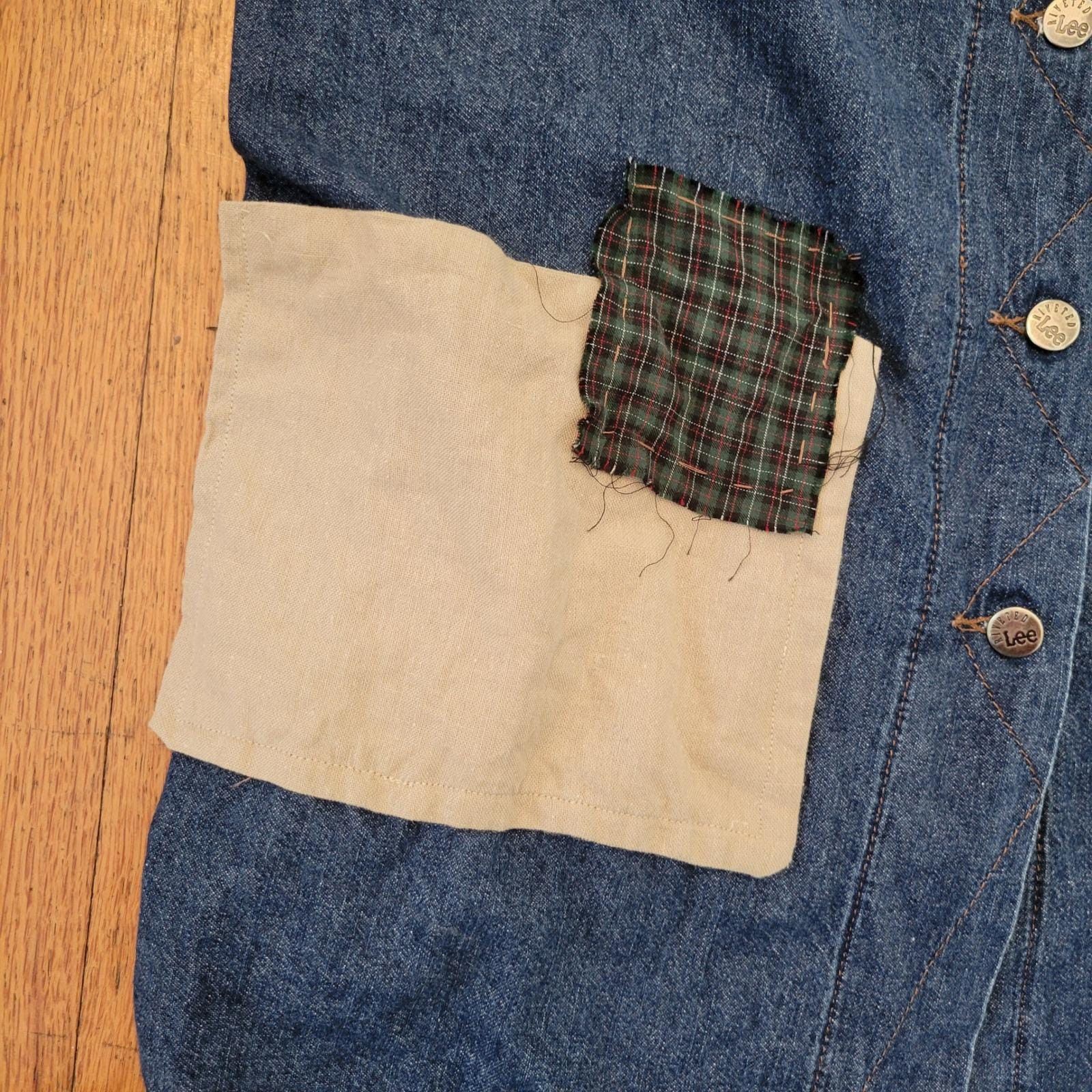 Lee Lee Denim Jumper Dress Overalls Cottagecore Patchwork 2X Size XXL / US 16-18 / IT 52-54 - 4 Thumbnail