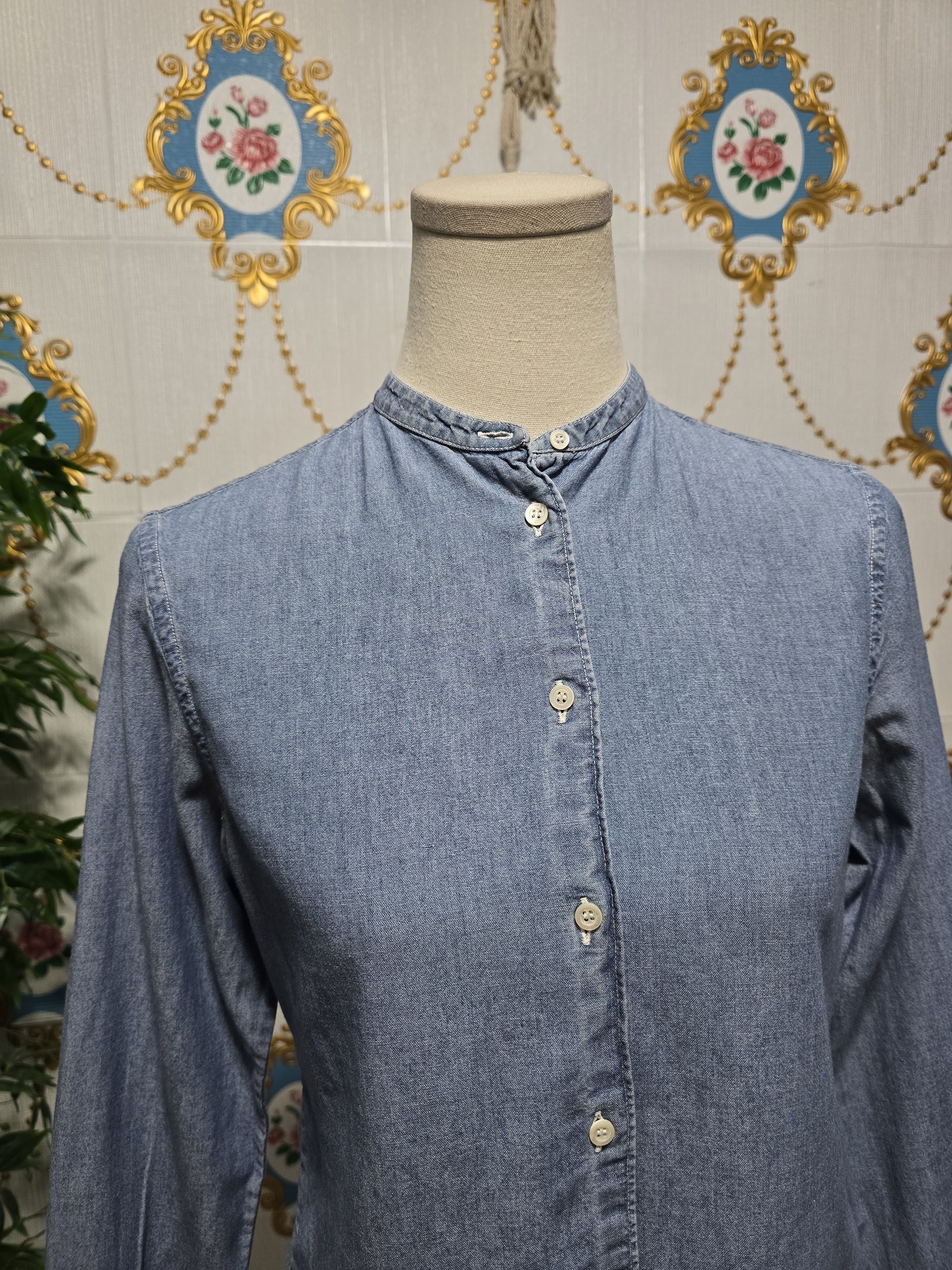 Aspesi Aspesi light blue chambray shirt with a band collar. SMALL Size S / US 4 / IT 40 - 2 Thumbnail