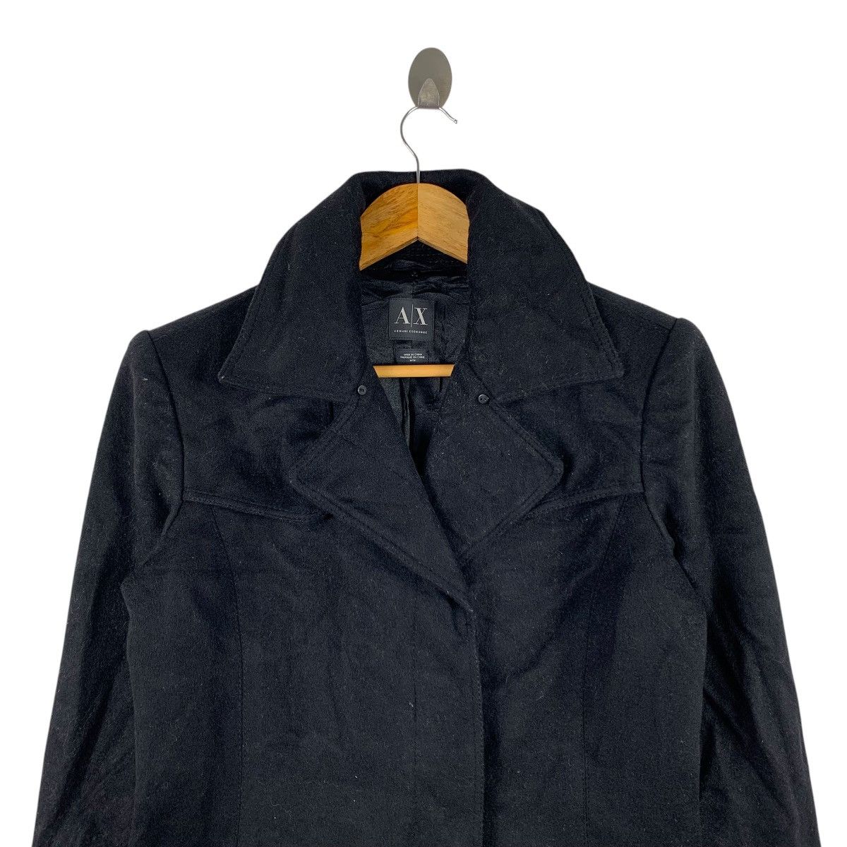 Armani × Armani Exchange ARMANI EXCHANGE Italy Black Wool Long Winter Coat Size US M / EU 48-50 / 2 - 3 Thumbnail