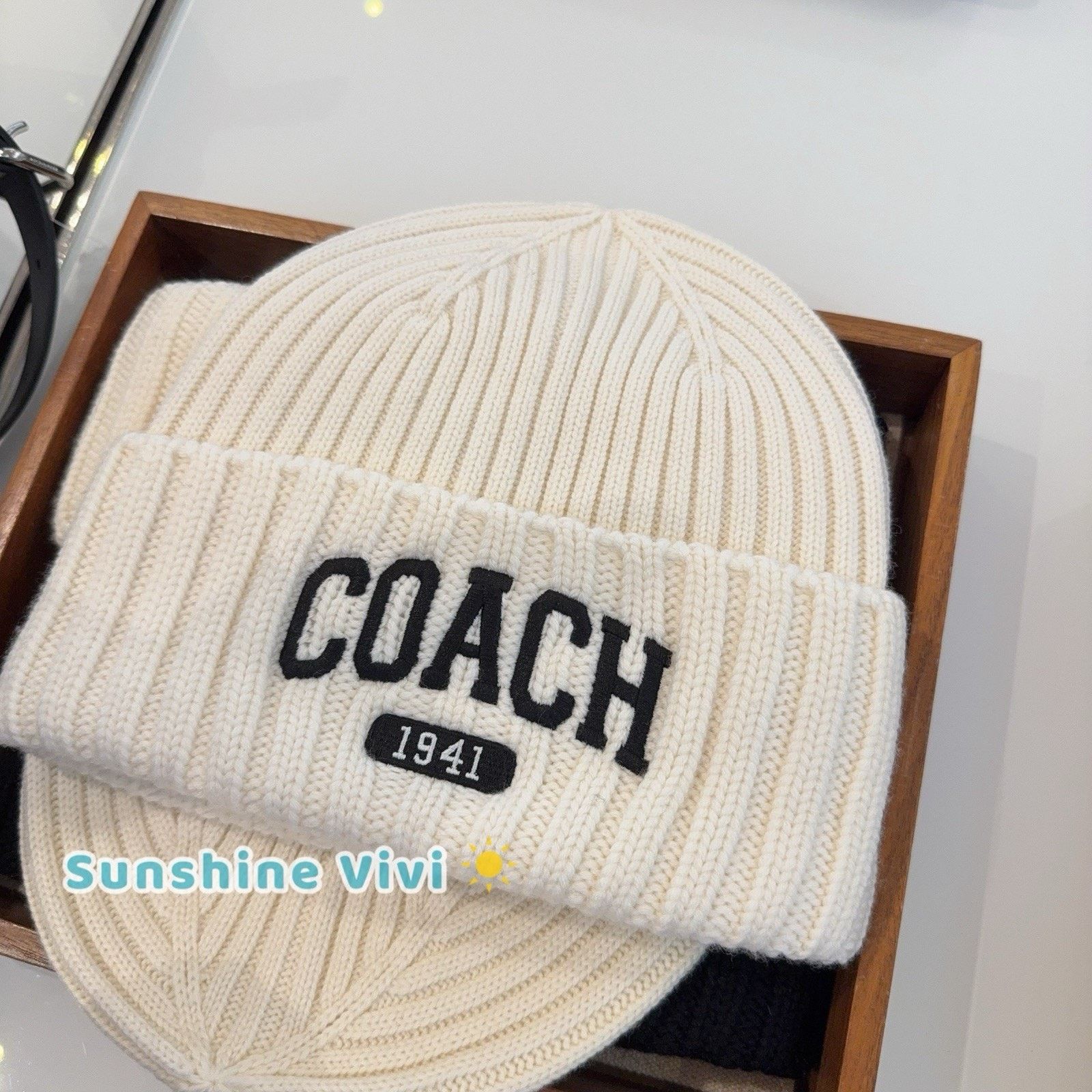 Coach NWT Coach 1941 Embroidered Knit Beanie Wool CU806 Chalk Size ONE SIZE - 6 Thumbnail