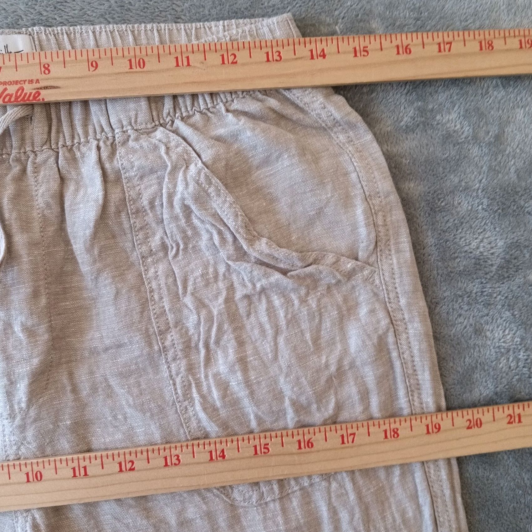 Nicole Miller Nicole Miller Cargo Pants Womens Small Gray Linen Drawstring Tapered 28x29 Size 28" / US 6 / IT 42 - 3 Thumbnail