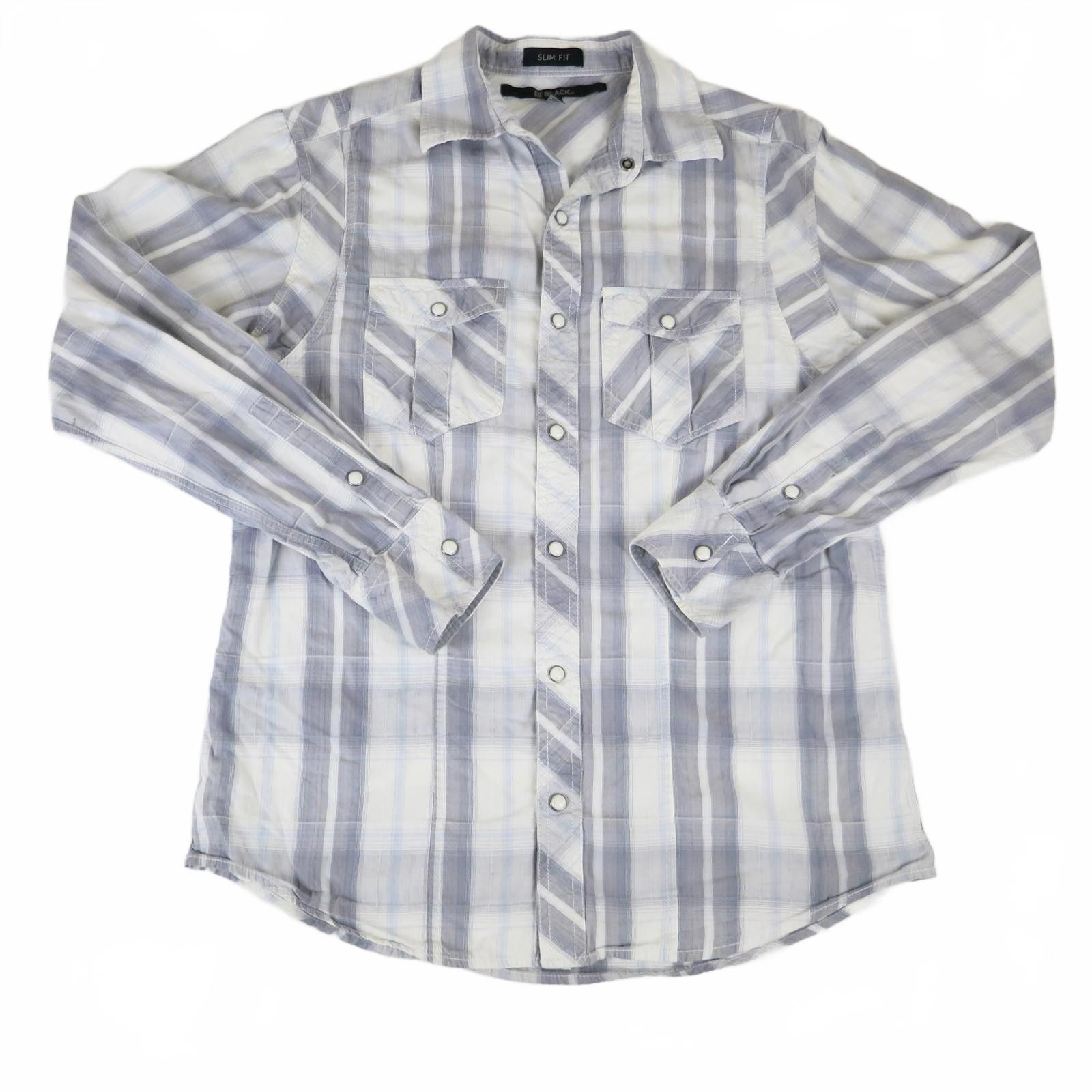 Buckle Black Men's Small Slim Fit Long Sleeve Snap Button Plaid Shirt Size US S / EU 44-46 / 1 - 2 Thumbnail