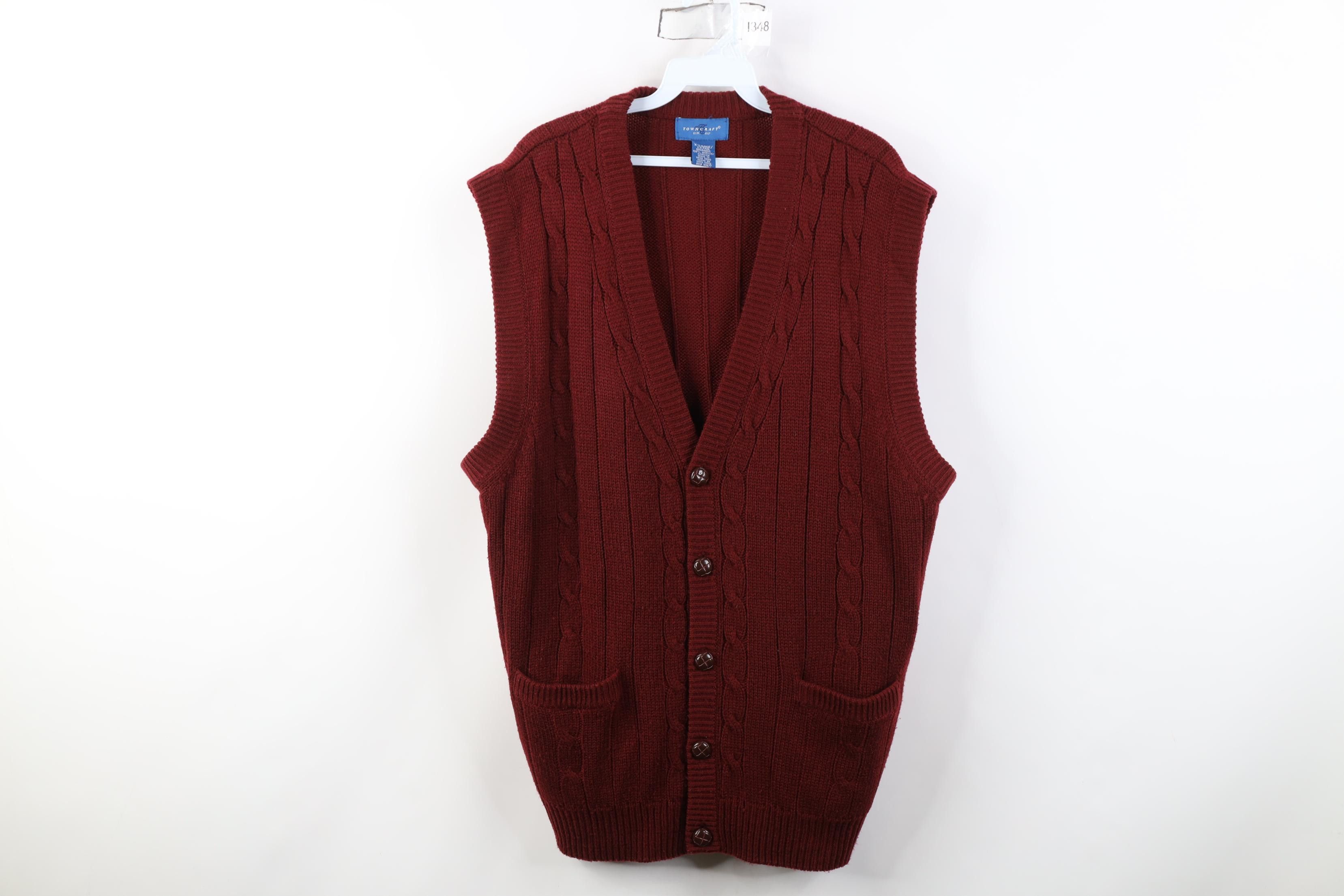 Vintage Vintage 90s Streetwear Ribbed Knit Cardigan Sweater Vest Size US XL / EU 56 / 4 - 1 Thumbnail