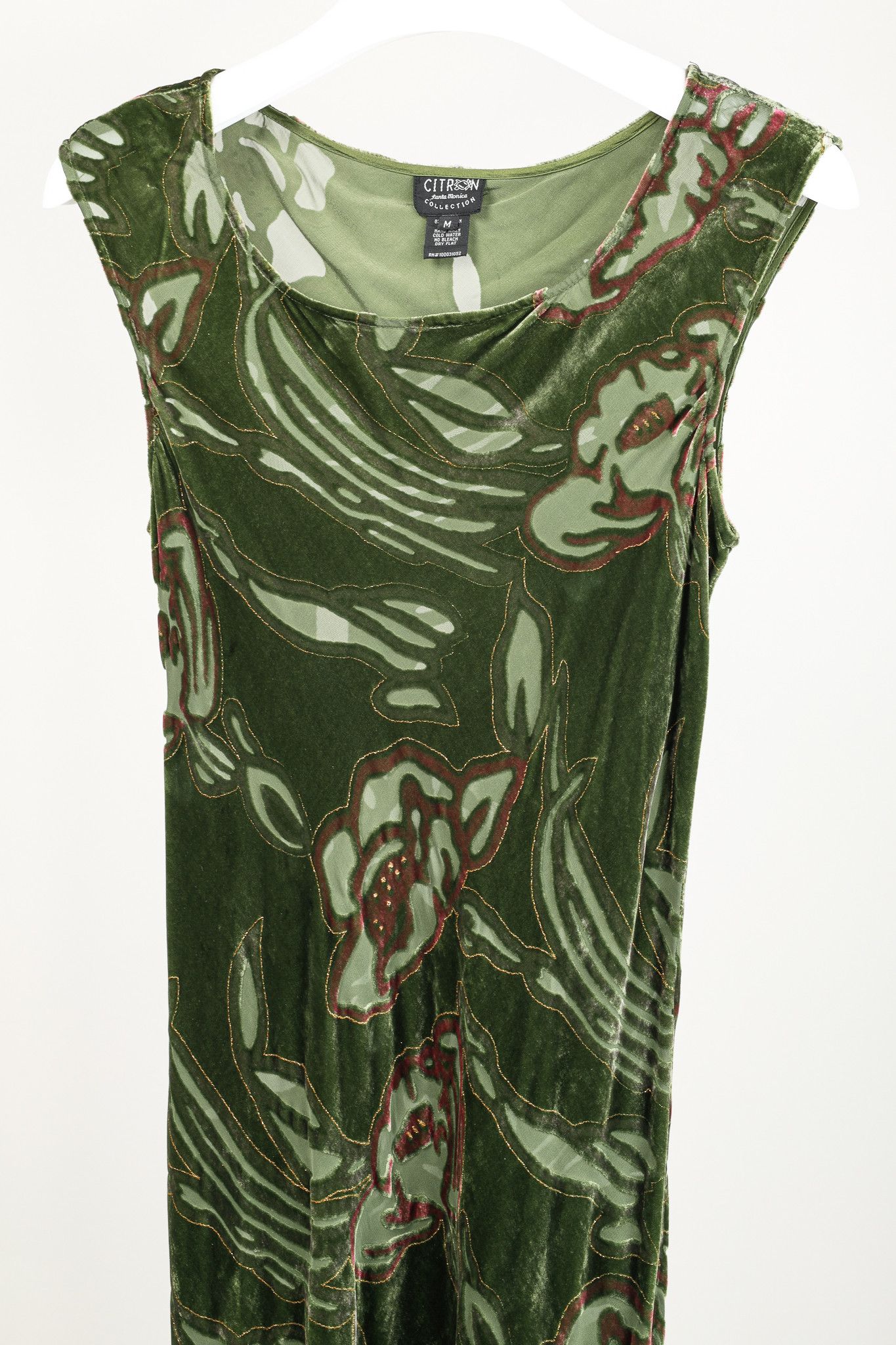 Other Citron Santa Monica Green Floral-Burnout Velvet Maxi Dress Size M / US 6-8 / IT 42-44 - 3 Thumbnail