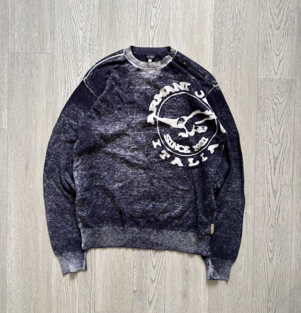 Armani × Vintage Vintage Armani Jeans Sweater Knit Avant Garde Size US L / EU 52-54 / 3 - 1 Thumbnail