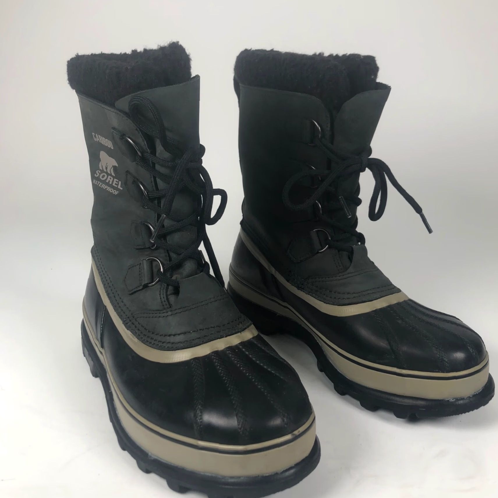 SOREL Sorel Caribou Boots Mens Size 10 US 44 Green Leather Black Rubber Waterproof Insulated Wool Lining Mid-Calf Snow Boot Size US 10 / EU 43 - 2 Thumbnail
