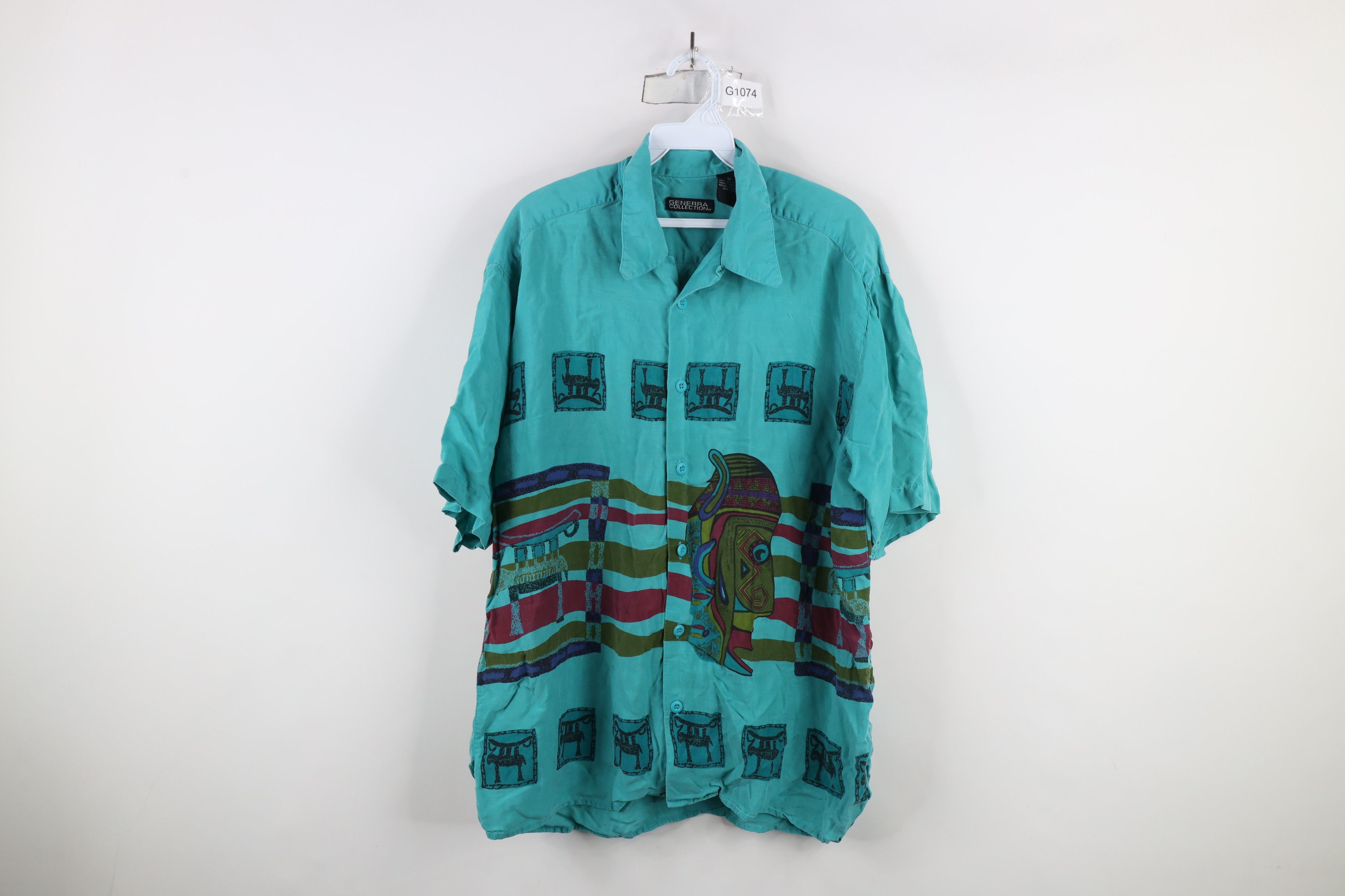Vintage Vintage 90s Streetwear Collar Tribal Cave Art Button Shirt Size US M / EU 48-50 / 2 - 1 Thumbnail