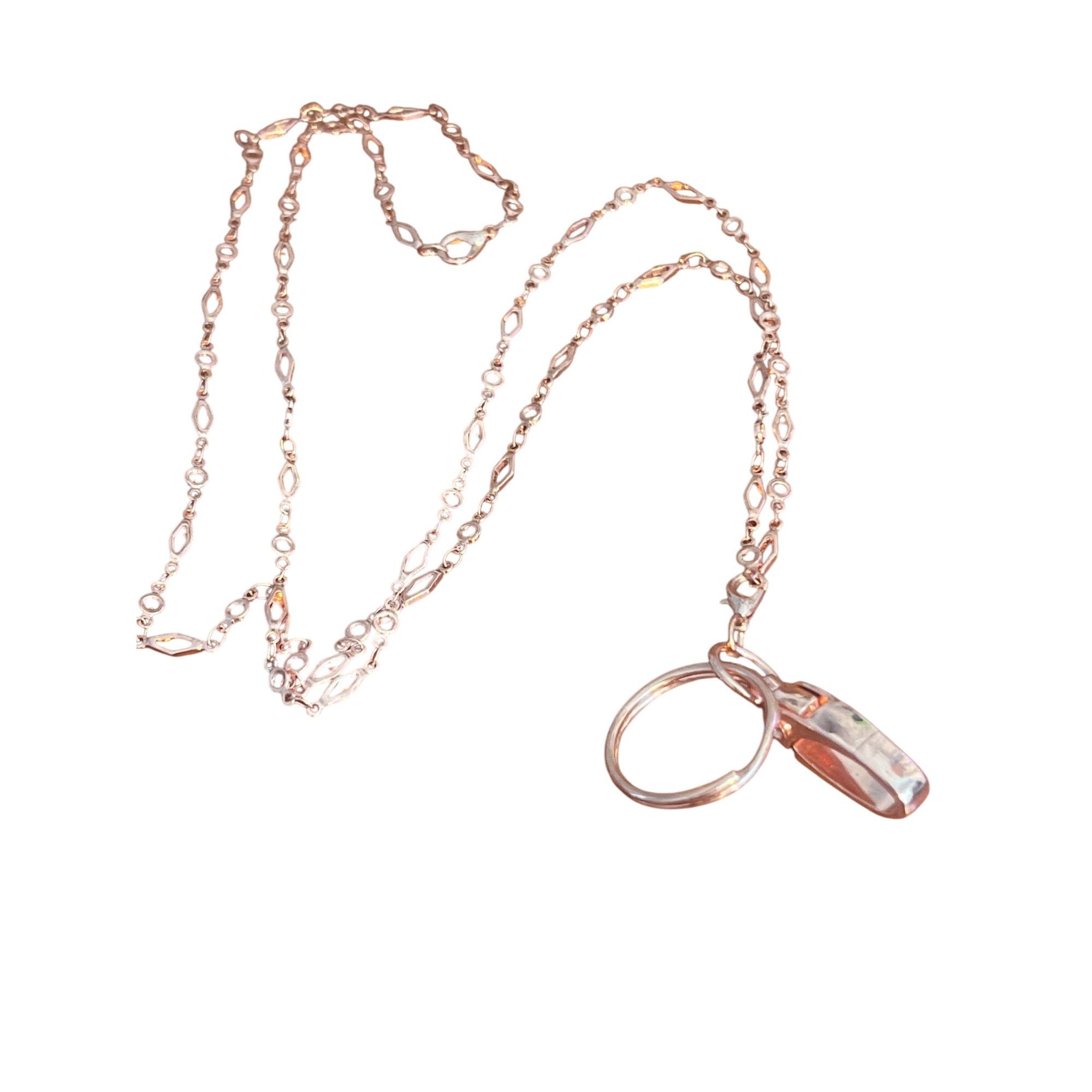 Other Rose Gold Tone Chain Link Necklace Badge Name Tag Holder Lob Size ONE SIZE - 1 Thumbnail