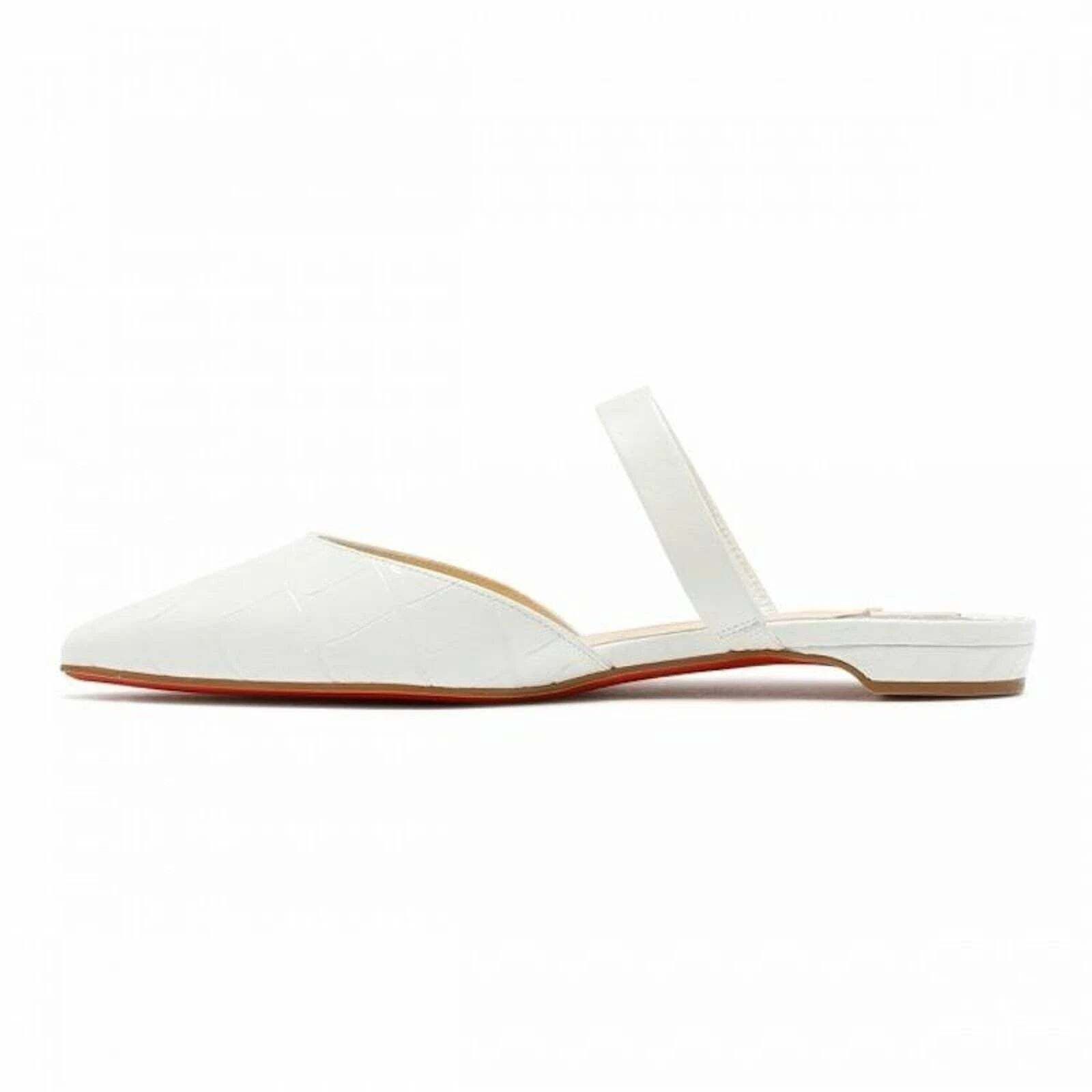 Christian Louboutin Christian Louboutin Choc Lock Flat White Croc Pointed Toe Size US 8 / IT 38 - 8 Thumbnail
