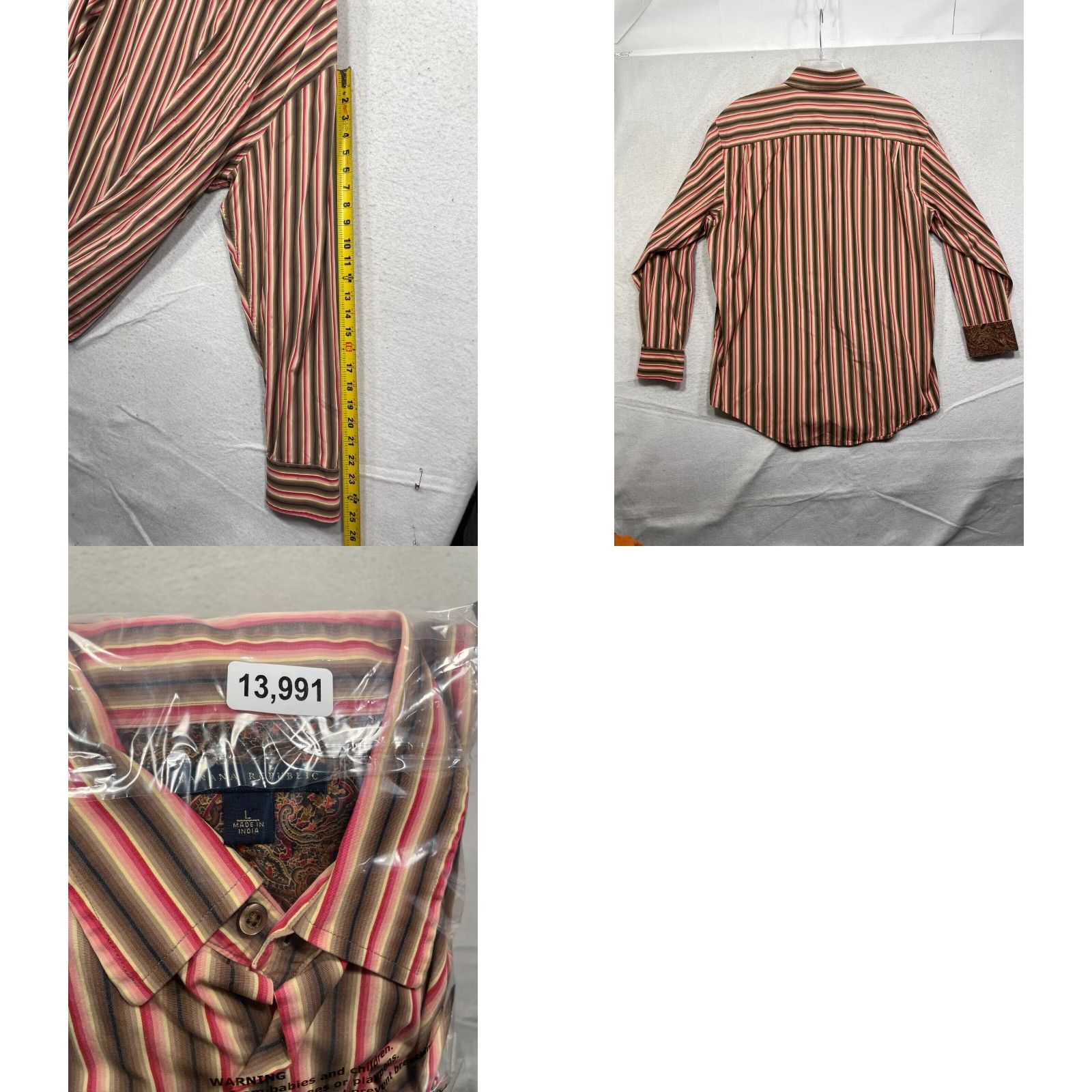 Banana Republic VINTAGE Banana Republic Shirt Mens Large Button Up Vertical Stripe Long Sleeve Size US L / EU 52-54 / 3 - 8 Thumbnail