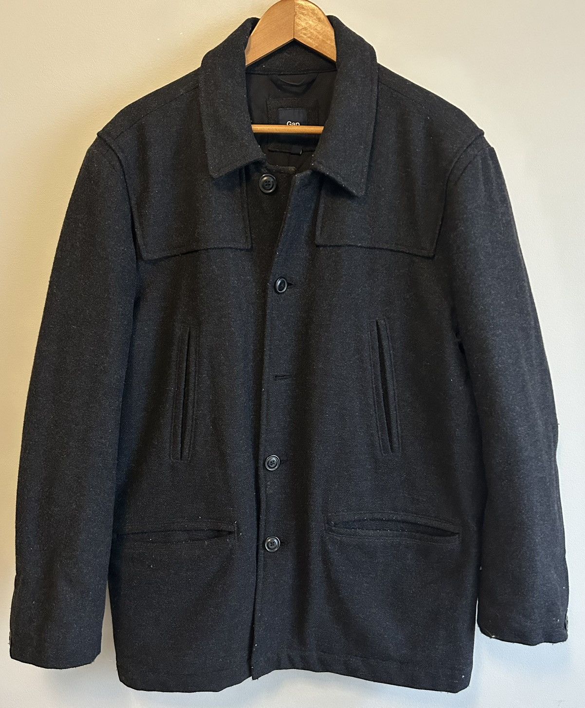 Gap Gap Men’s Dark Grey Button Up Wool Pea Coat - Size L Size US L / EU 52-54 / 3 - 1 Thumbnail