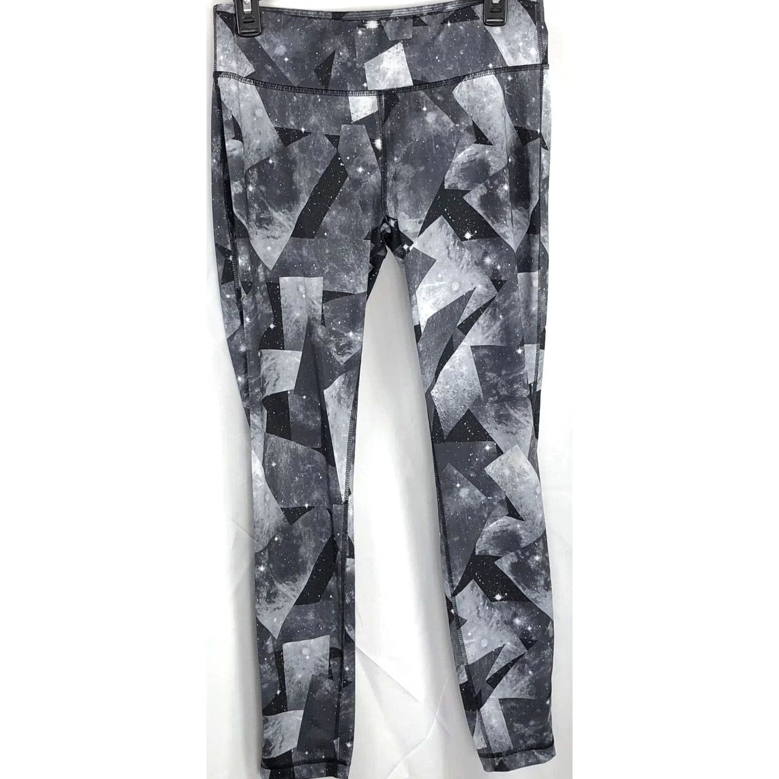 Vintage Danskin Yoga Pants leggings 8–10 Gray Geo active MidRise Drawstring 28"W 27"IN Size 28" / US 6 / IT 42 - 2 Thumbnail