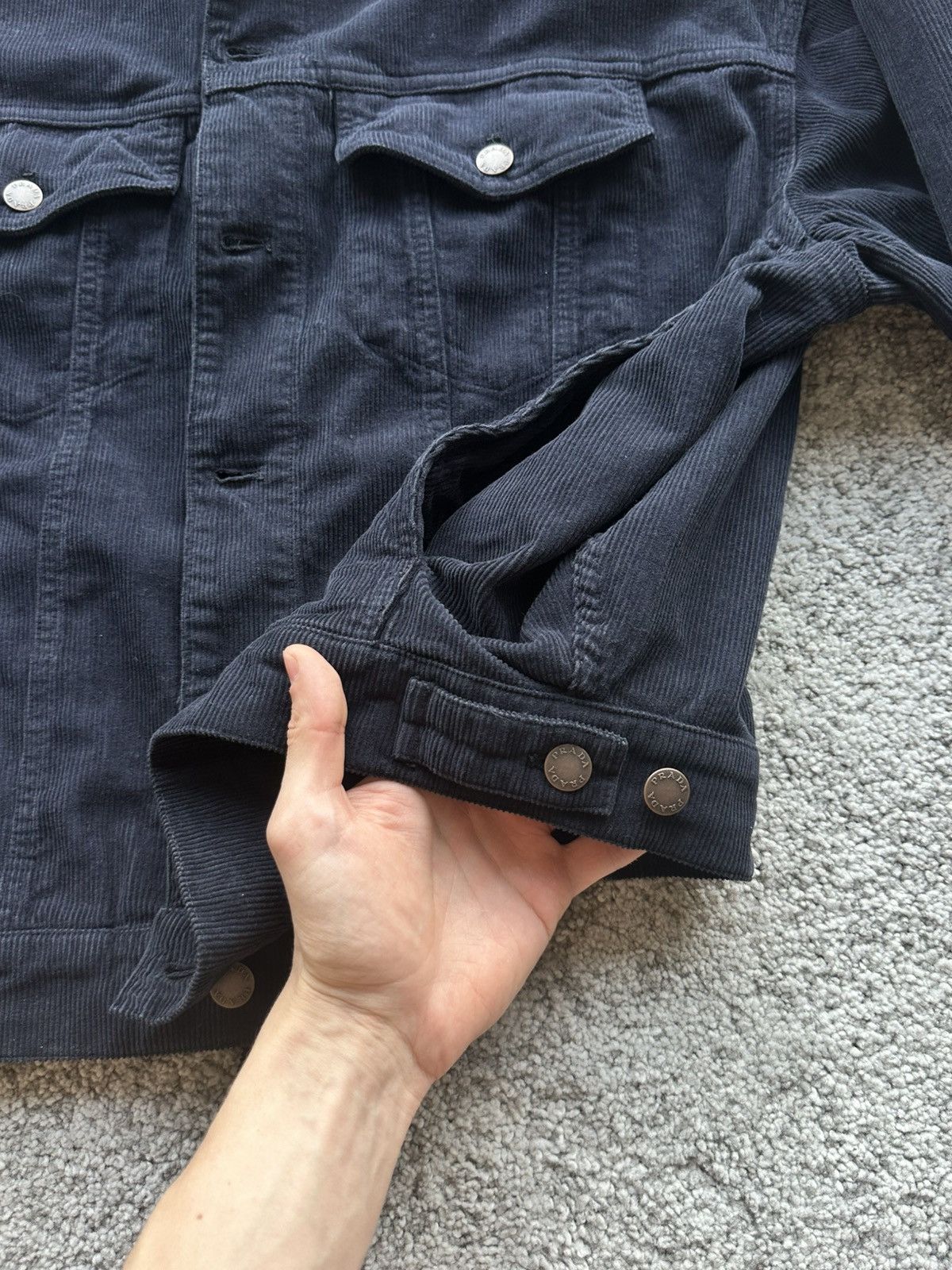 Prada Prada Navy Corduroy Trucker Jacket Size US M / EU 48-50 / 2 - 5 Thumbnail